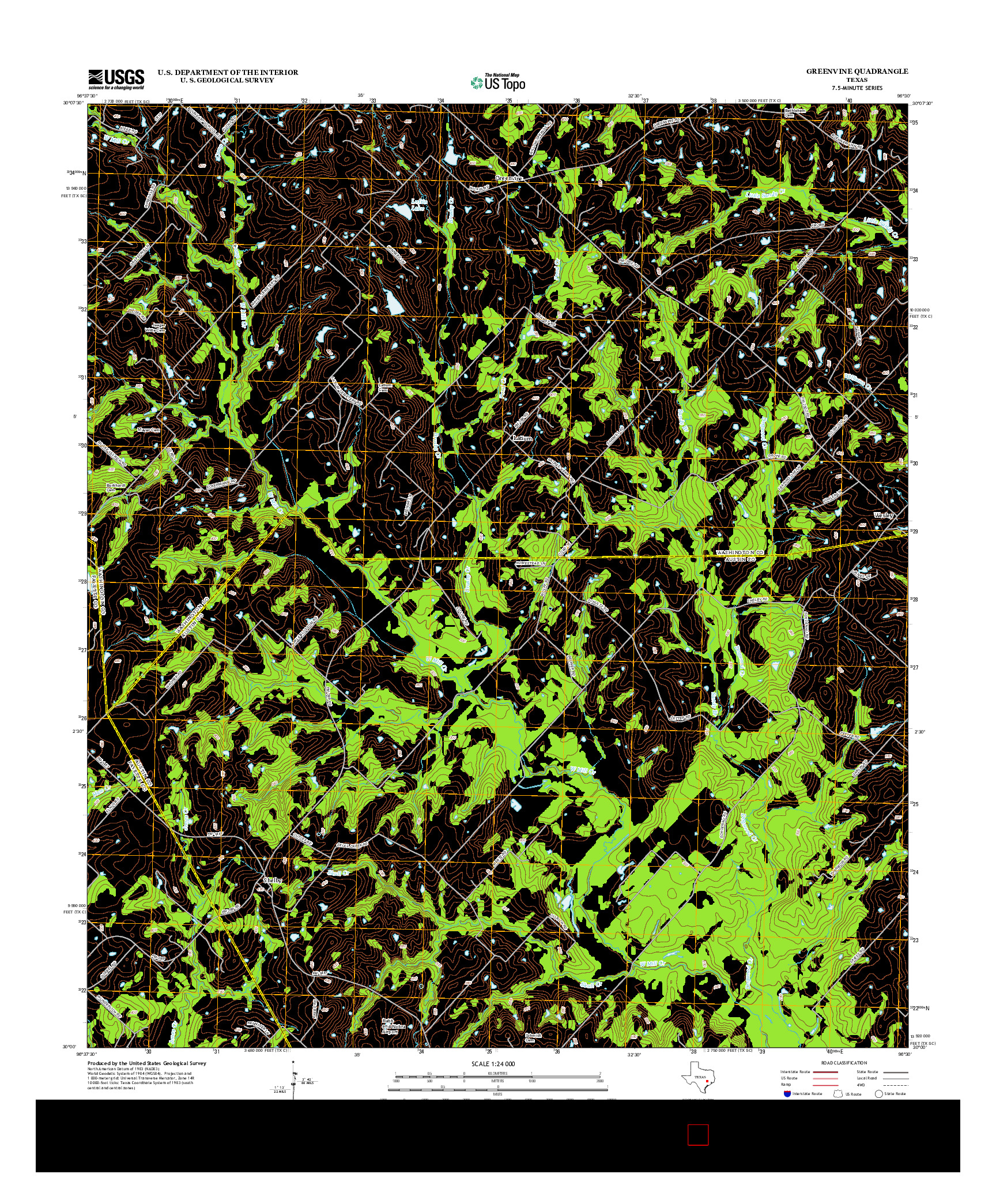 USGS US TOPO 7.5-MINUTE MAP FOR GREENVINE, TX 2013