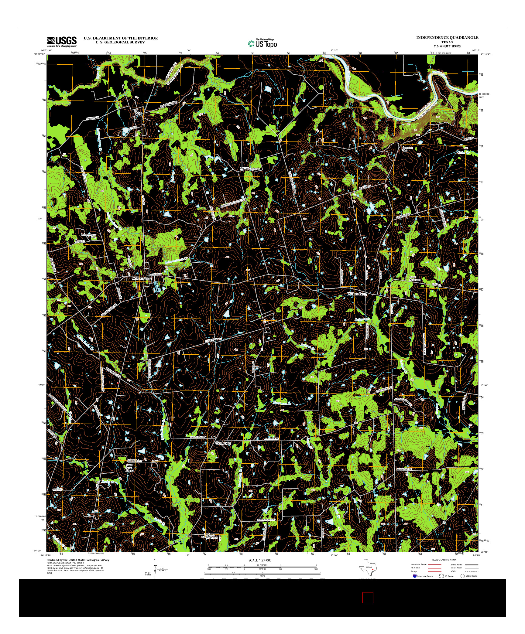 USGS US TOPO 7.5-MINUTE MAP FOR INDEPENDENCE, TX 2013