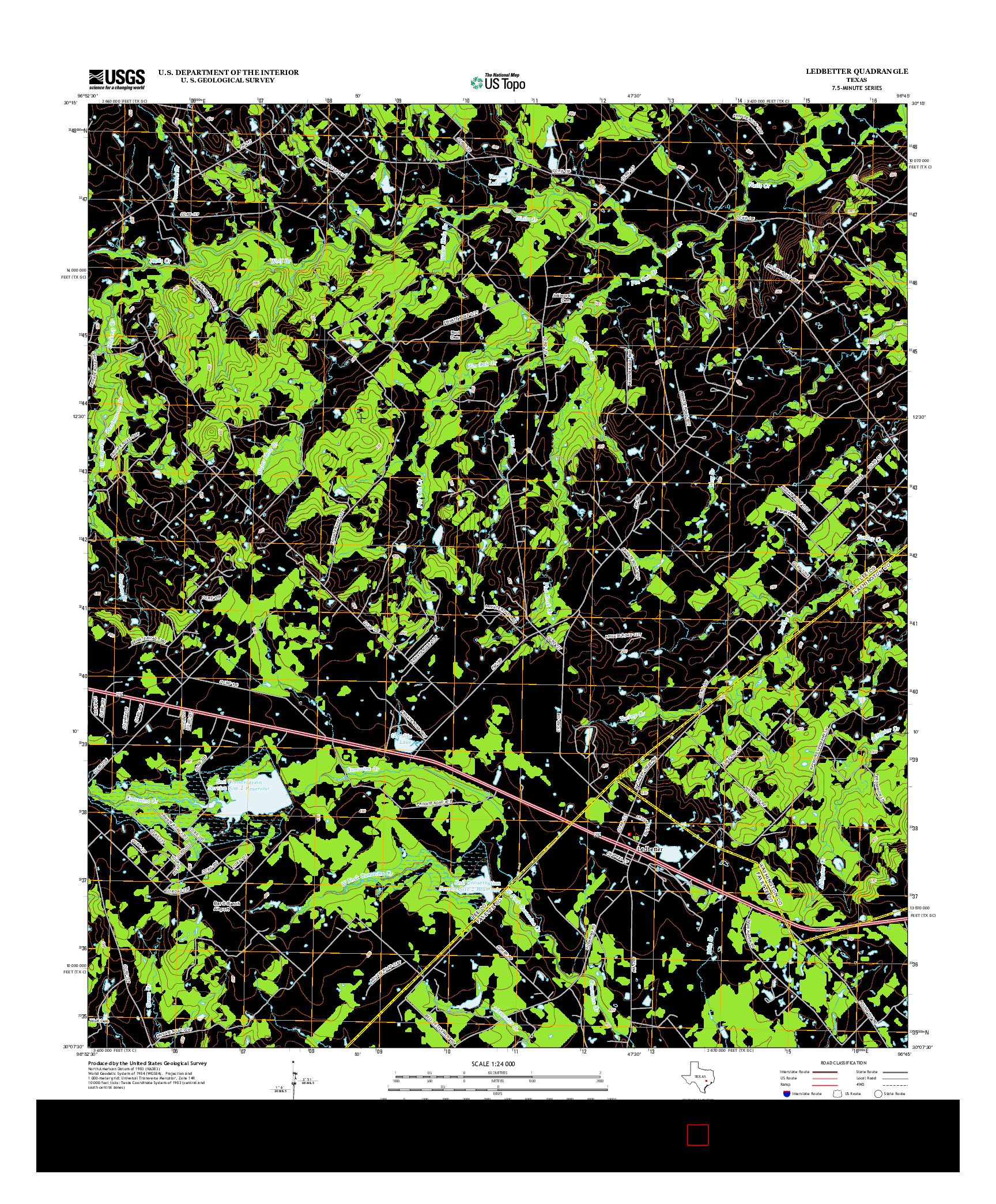 USGS US TOPO 7.5-MINUTE MAP FOR LEDBETTER, TX 2013