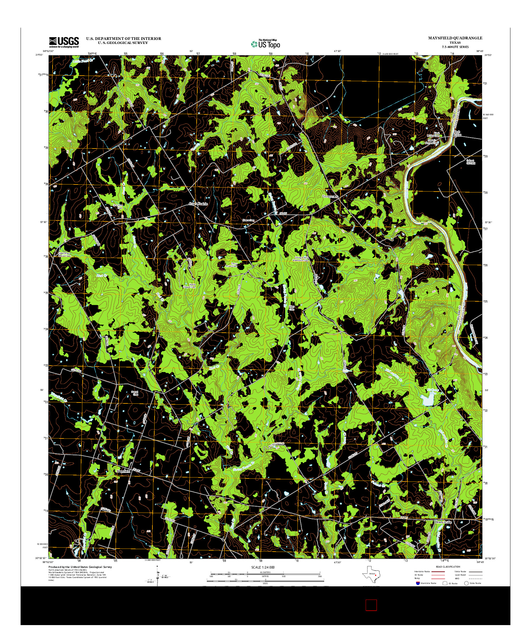 USGS US TOPO 7.5-MINUTE MAP FOR MAYSFIELD, TX 2013