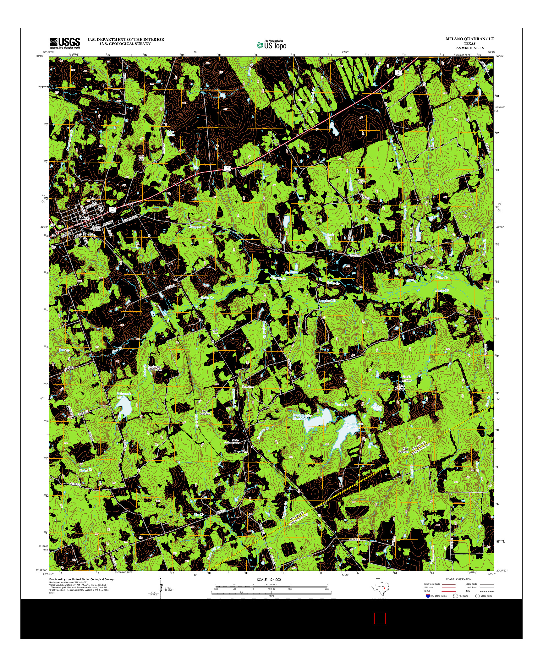 USGS US TOPO 7.5-MINUTE MAP FOR MILANO, TX 2013
