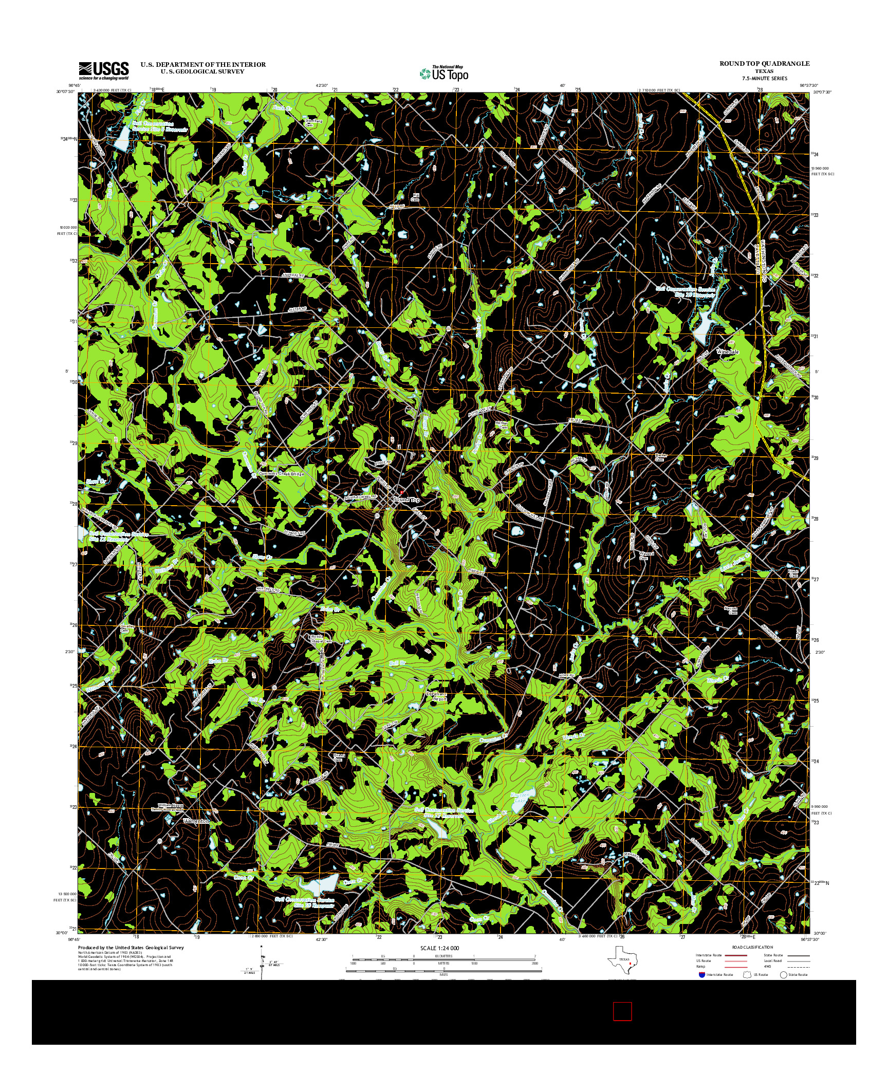 USGS US TOPO 7.5-MINUTE MAP FOR ROUND TOP, TX 2013