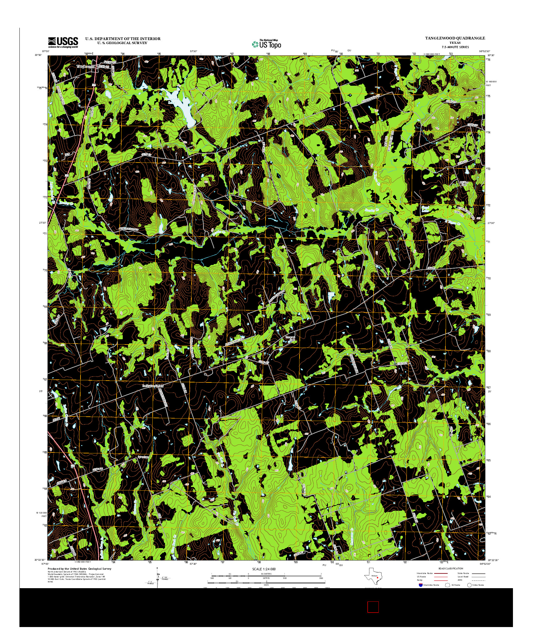 USGS US TOPO 7.5-MINUTE MAP FOR TANGLEWOOD, TX 2013