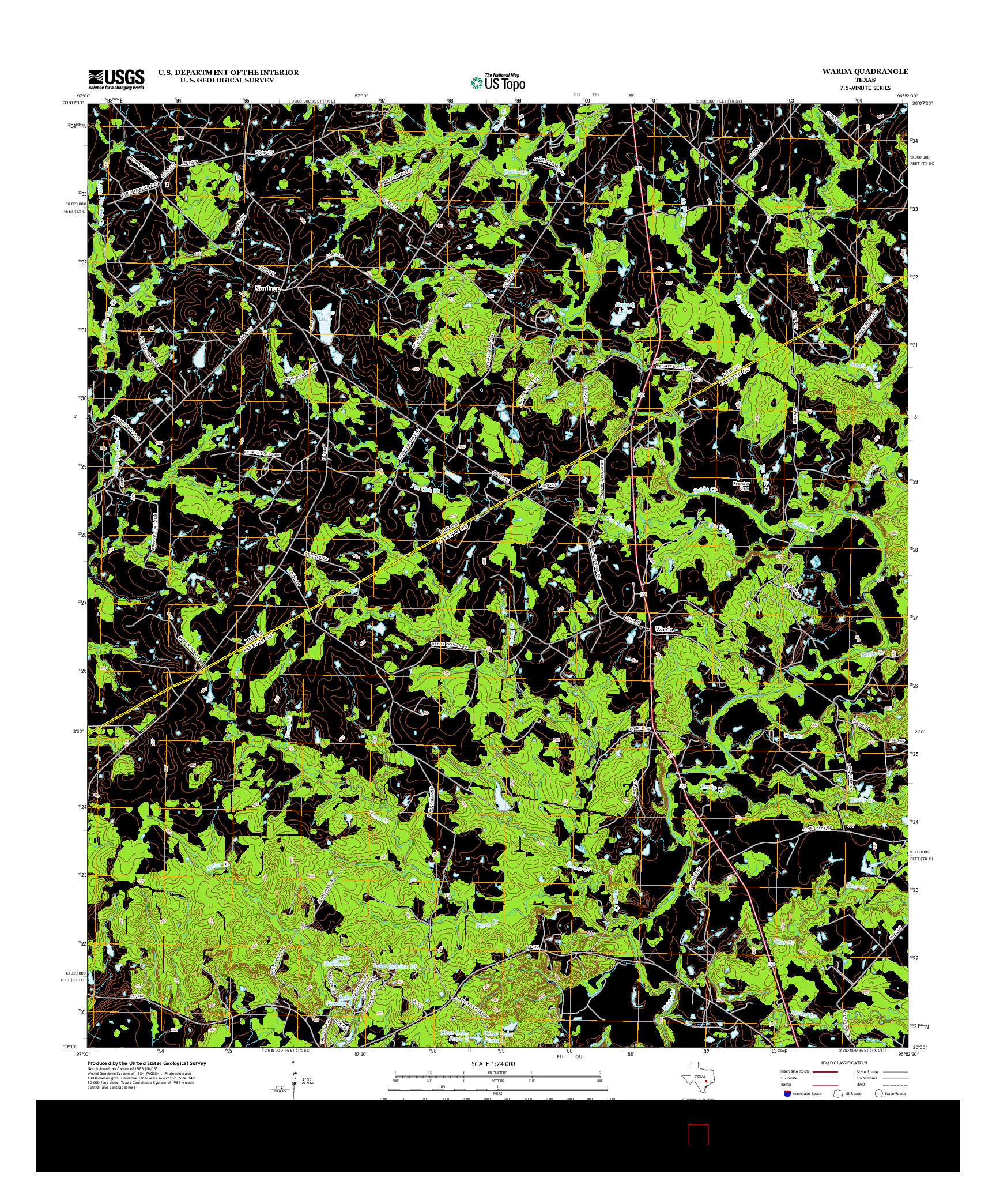 USGS US TOPO 7.5-MINUTE MAP FOR WARDA, TX 2013
