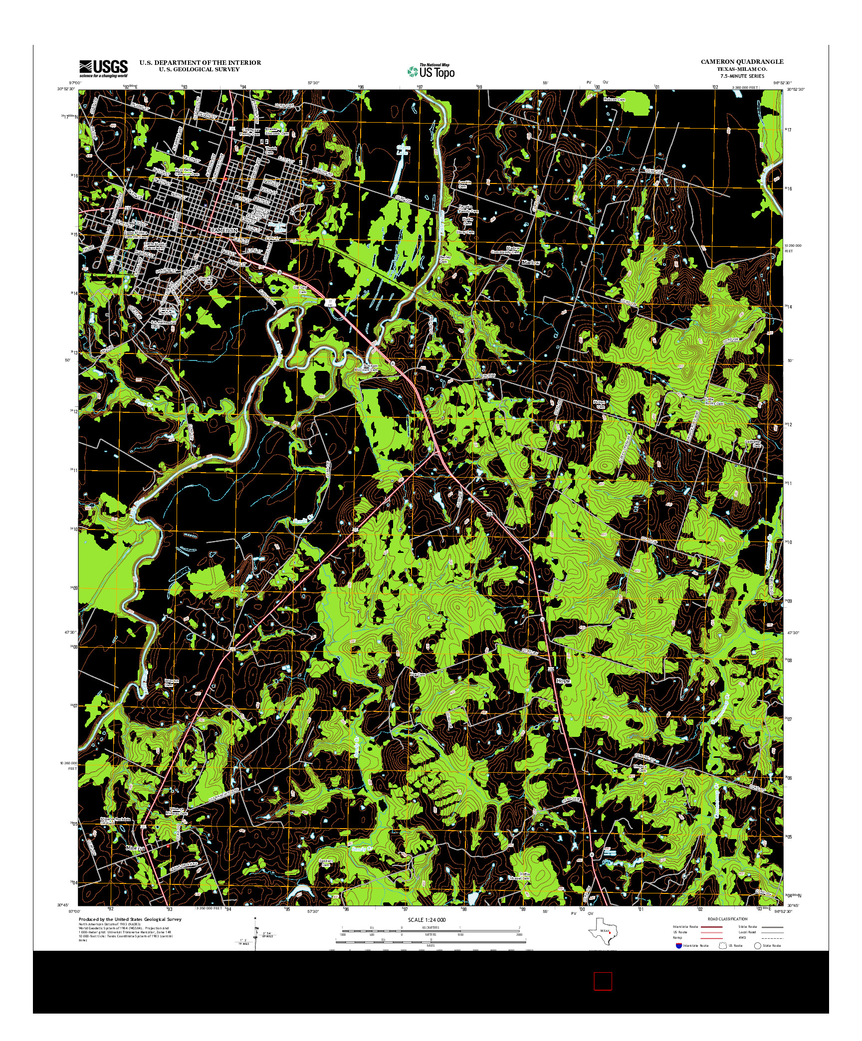 USGS US TOPO 7.5-MINUTE MAP FOR CAMERON, TX 2013