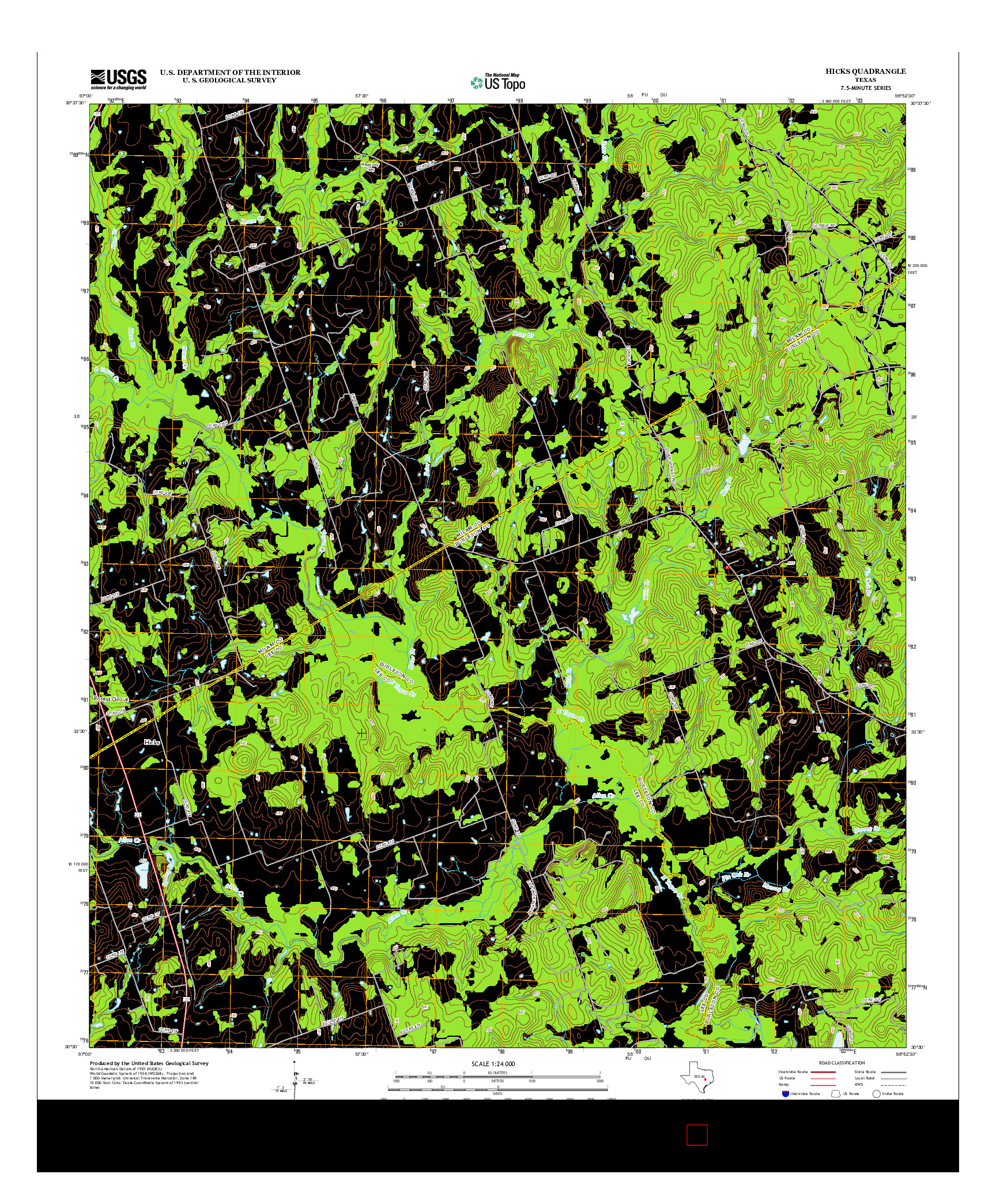 USGS US TOPO 7.5-MINUTE MAP FOR HICKS, TX 2013