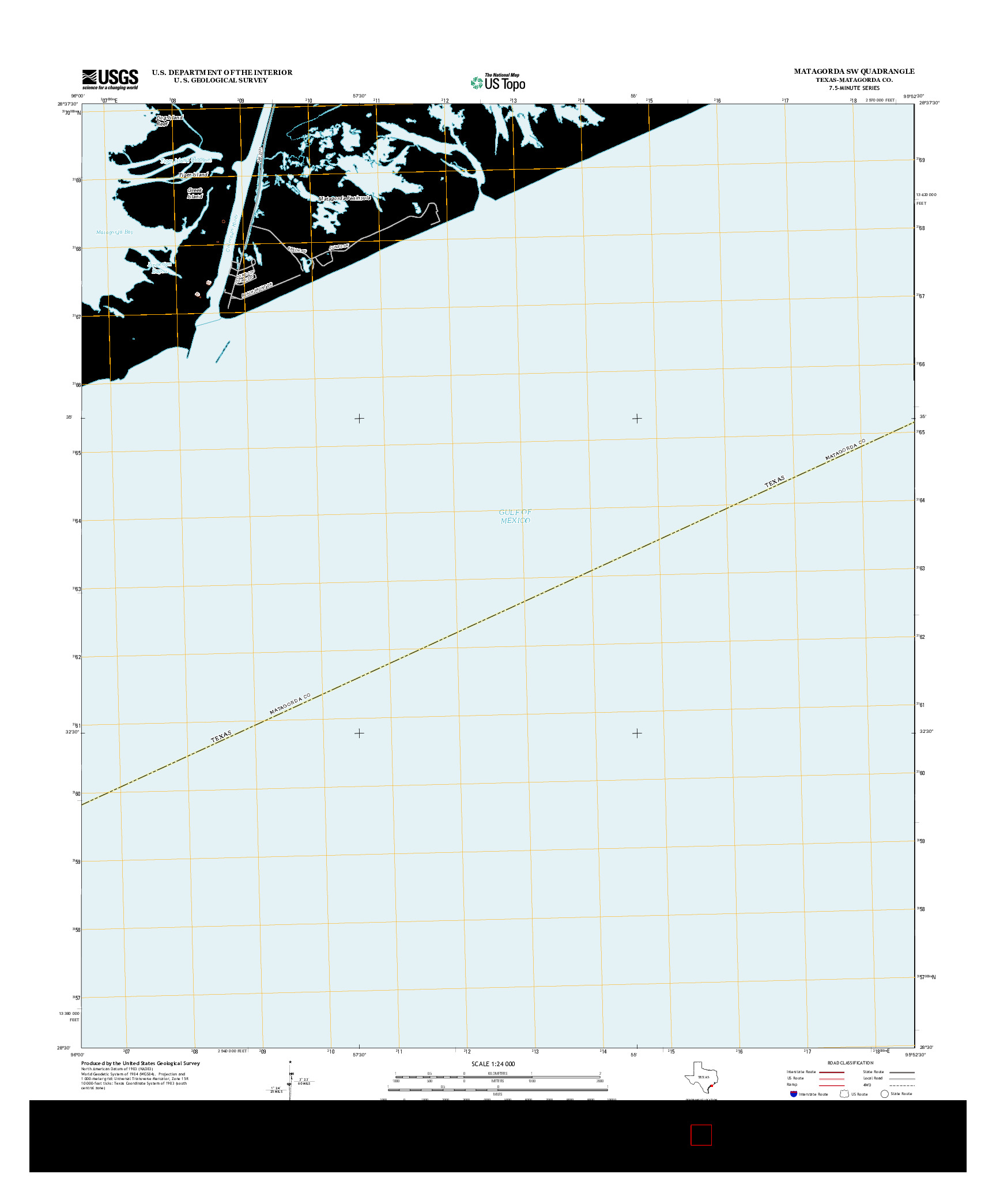 USGS US TOPO 7.5-MINUTE MAP FOR MATAGORDA SW, TX 2013