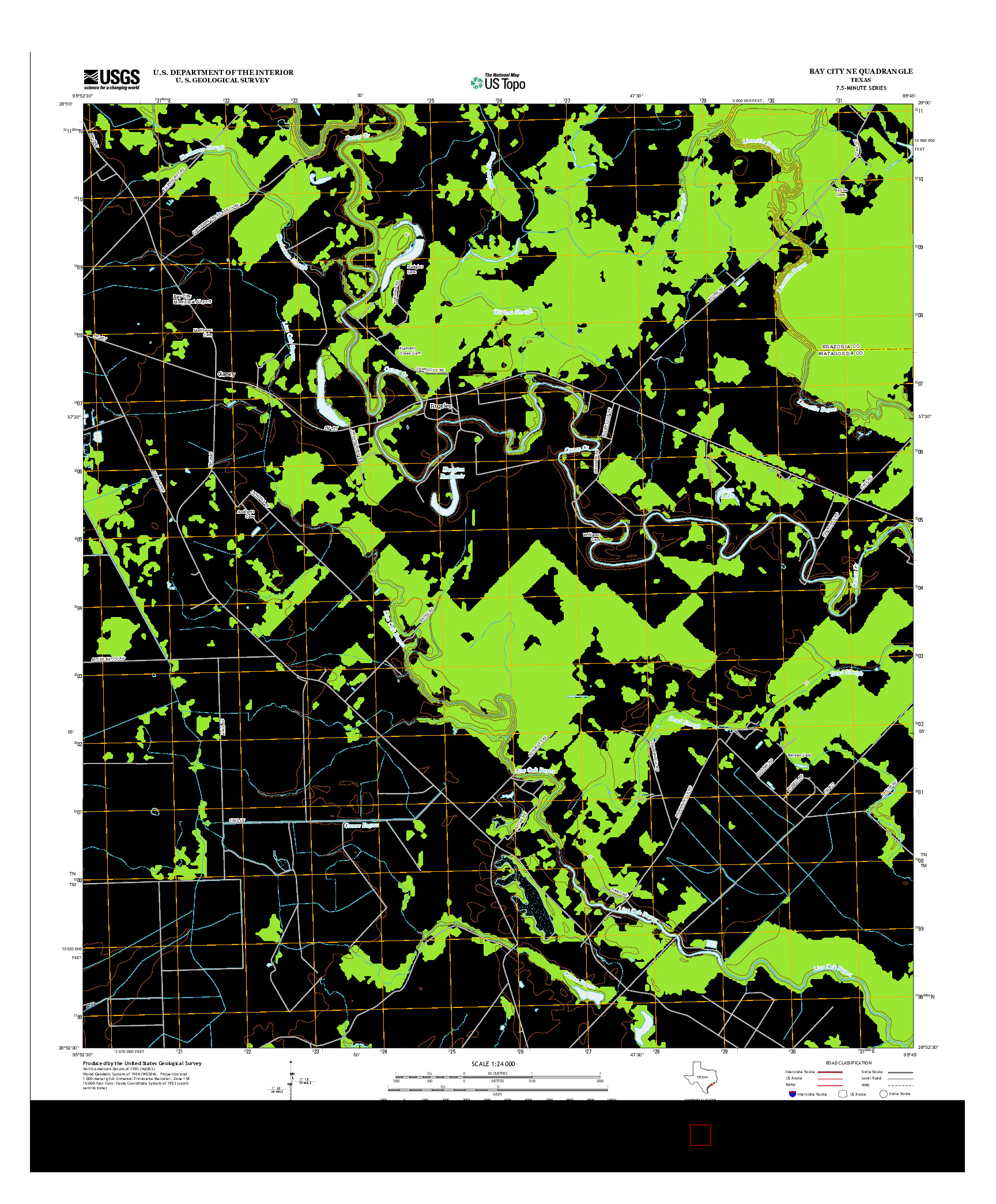 USGS US TOPO 7.5-MINUTE MAP FOR BAY CITY NE, TX 2013