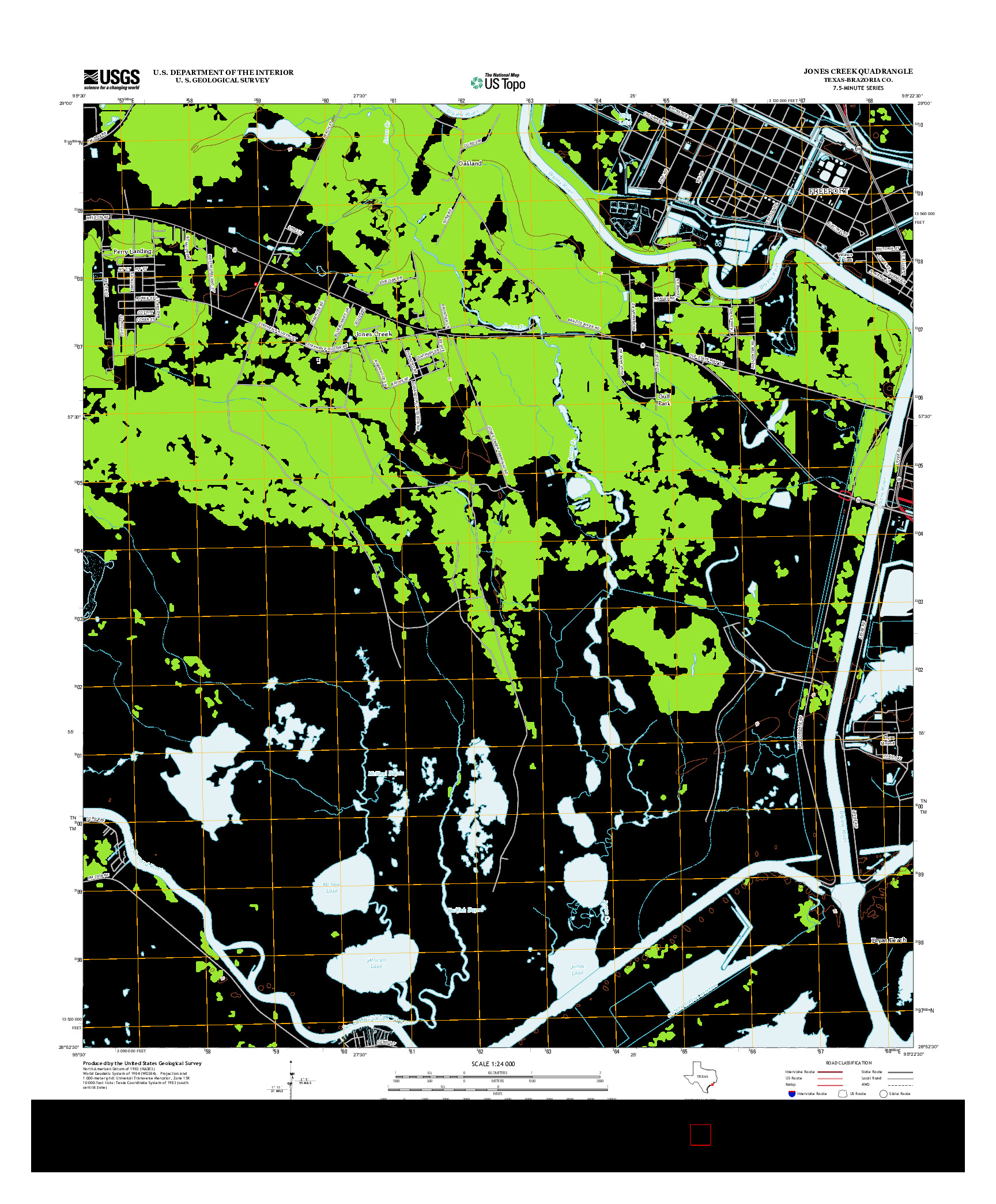 USGS US TOPO 7.5-MINUTE MAP FOR JONES CREEK, TX 2013