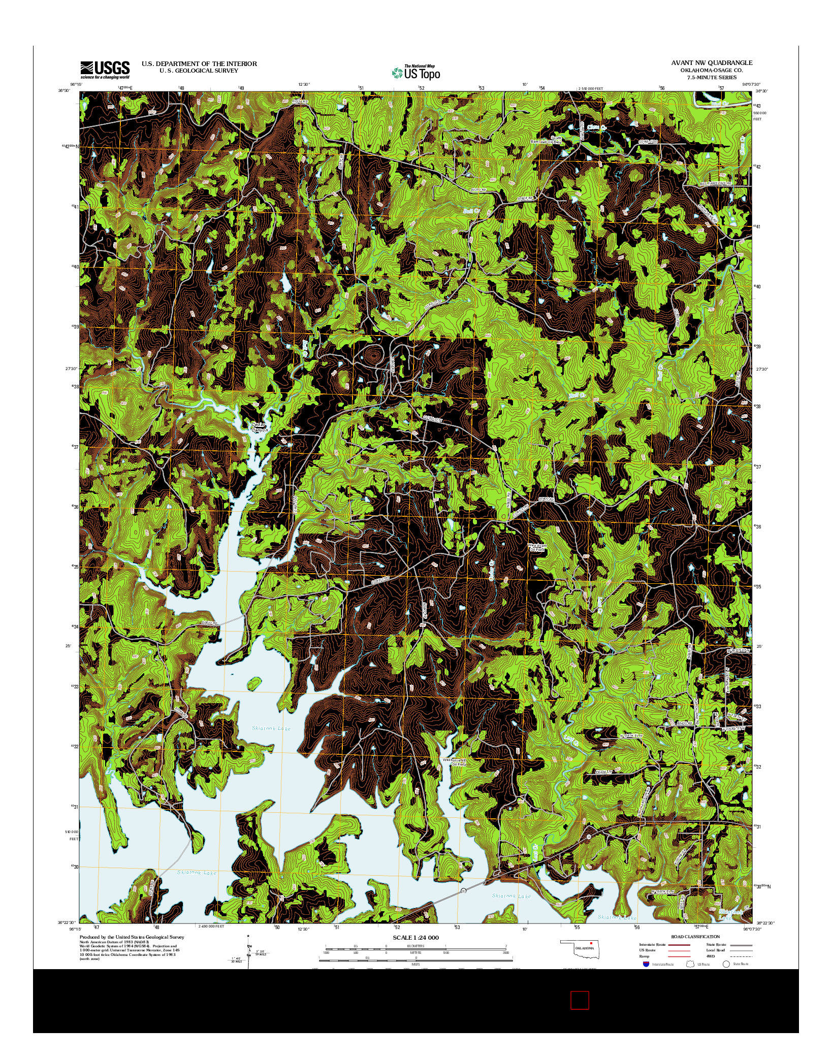 USGS US TOPO 7.5-MINUTE MAP FOR AVANT NW, OK 2013