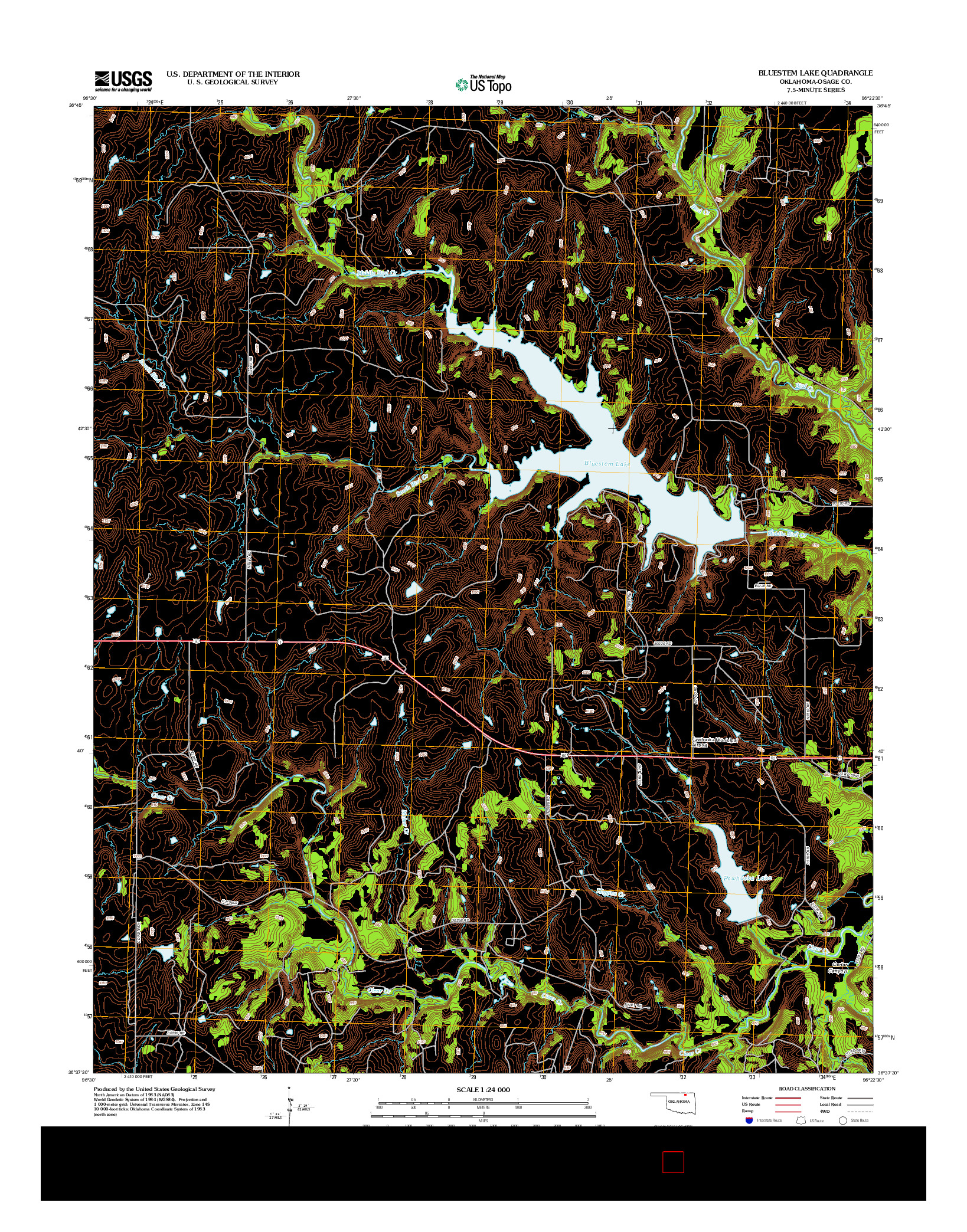 USGS US TOPO 7.5-MINUTE MAP FOR BLUESTEM LAKE, OK 2013