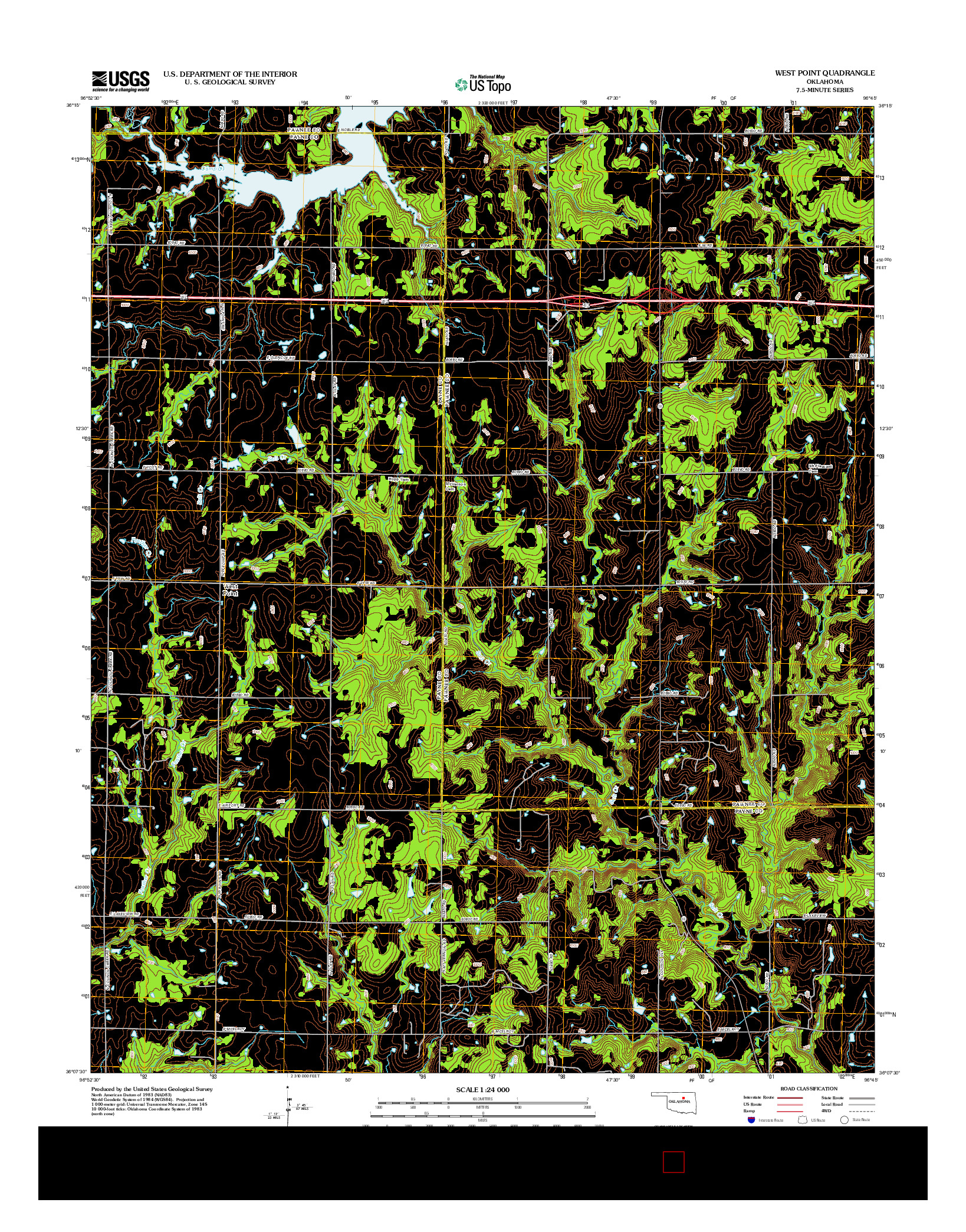 USGS US TOPO 7.5-MINUTE MAP FOR WEST POINT, OK 2013