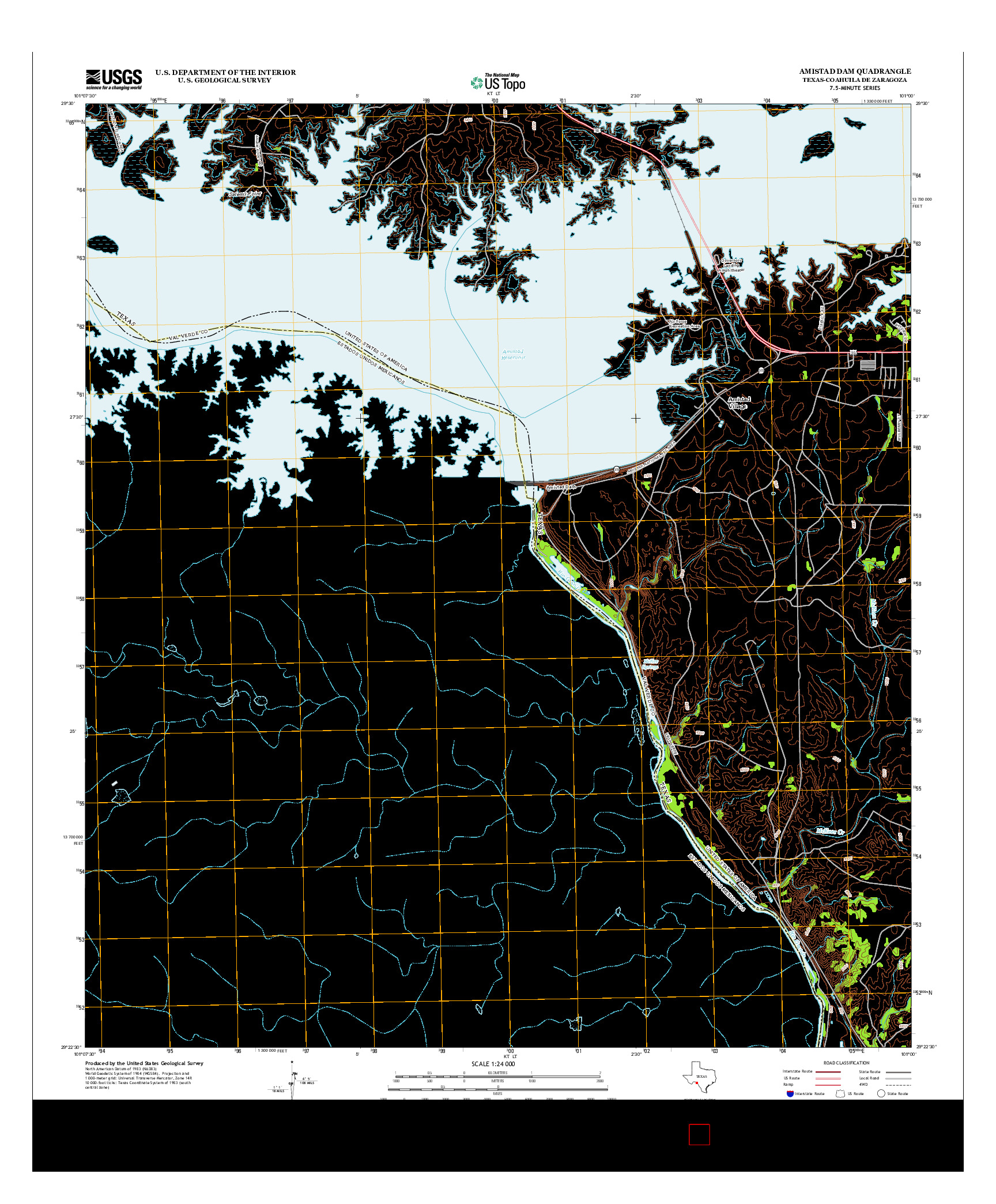 USGS US TOPO 7.5-MINUTE MAP FOR AMISTAD DAM, TX-COA 2013