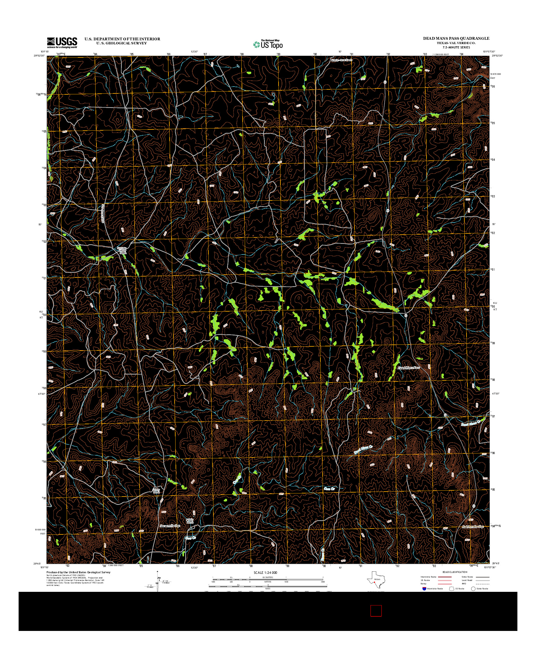 USGS US TOPO 7.5-MINUTE MAP FOR DEAD MANS PASS, TX 2013