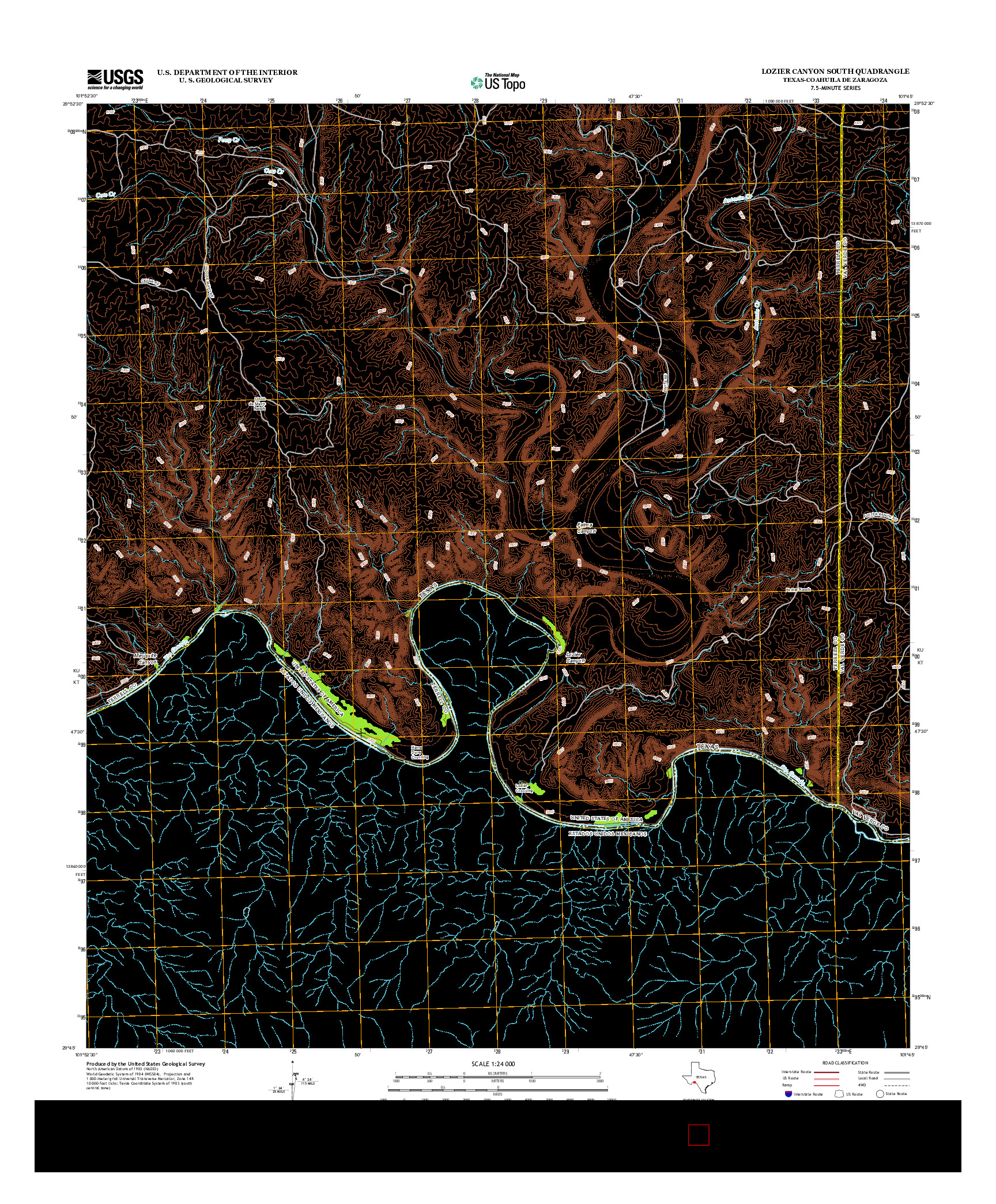 USGS US TOPO 7.5-MINUTE MAP FOR LOZIER CANYON SOUTH, TX-COA 2013