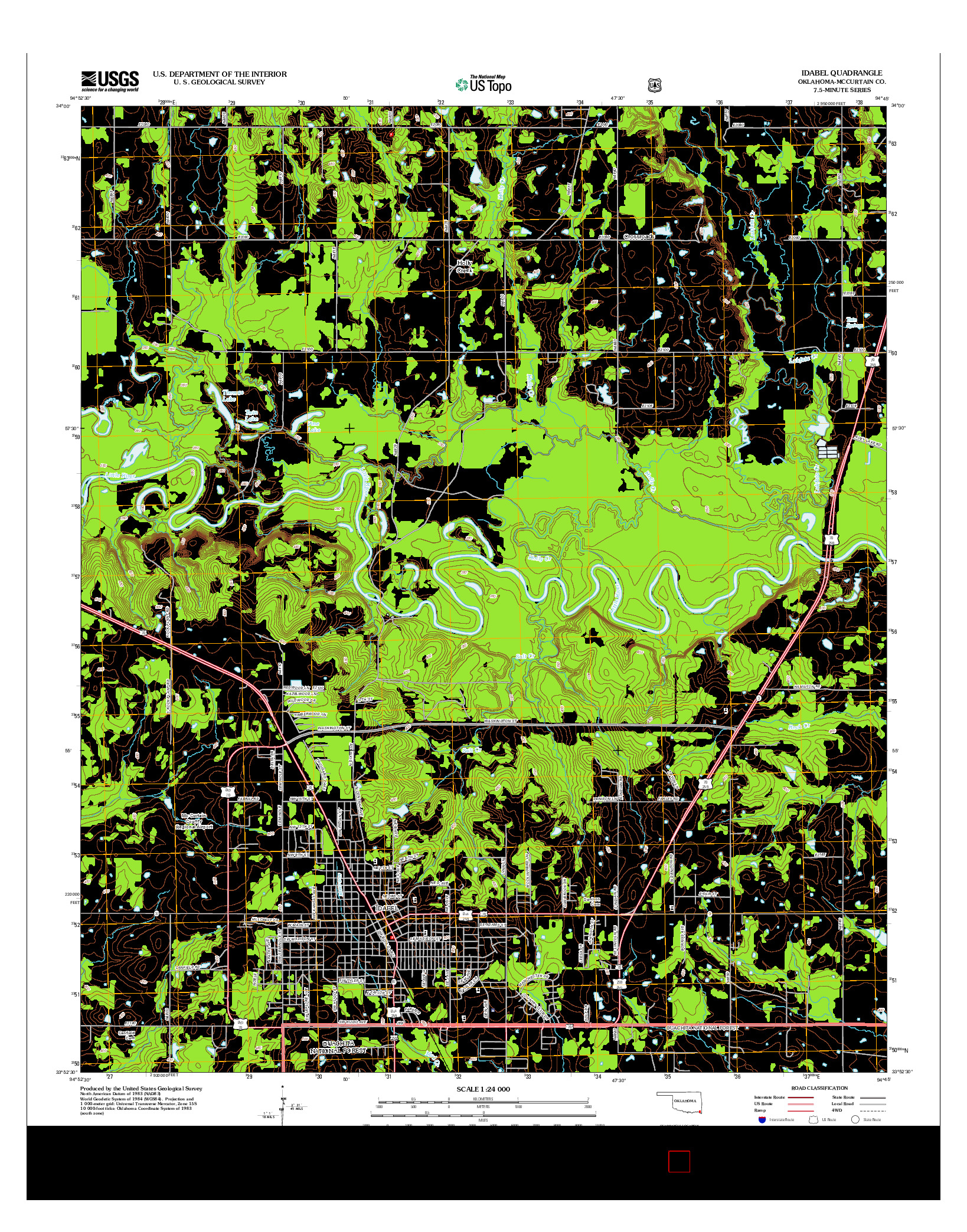 USGS US TOPO 7.5-MINUTE MAP FOR IDABEL, OK 2013