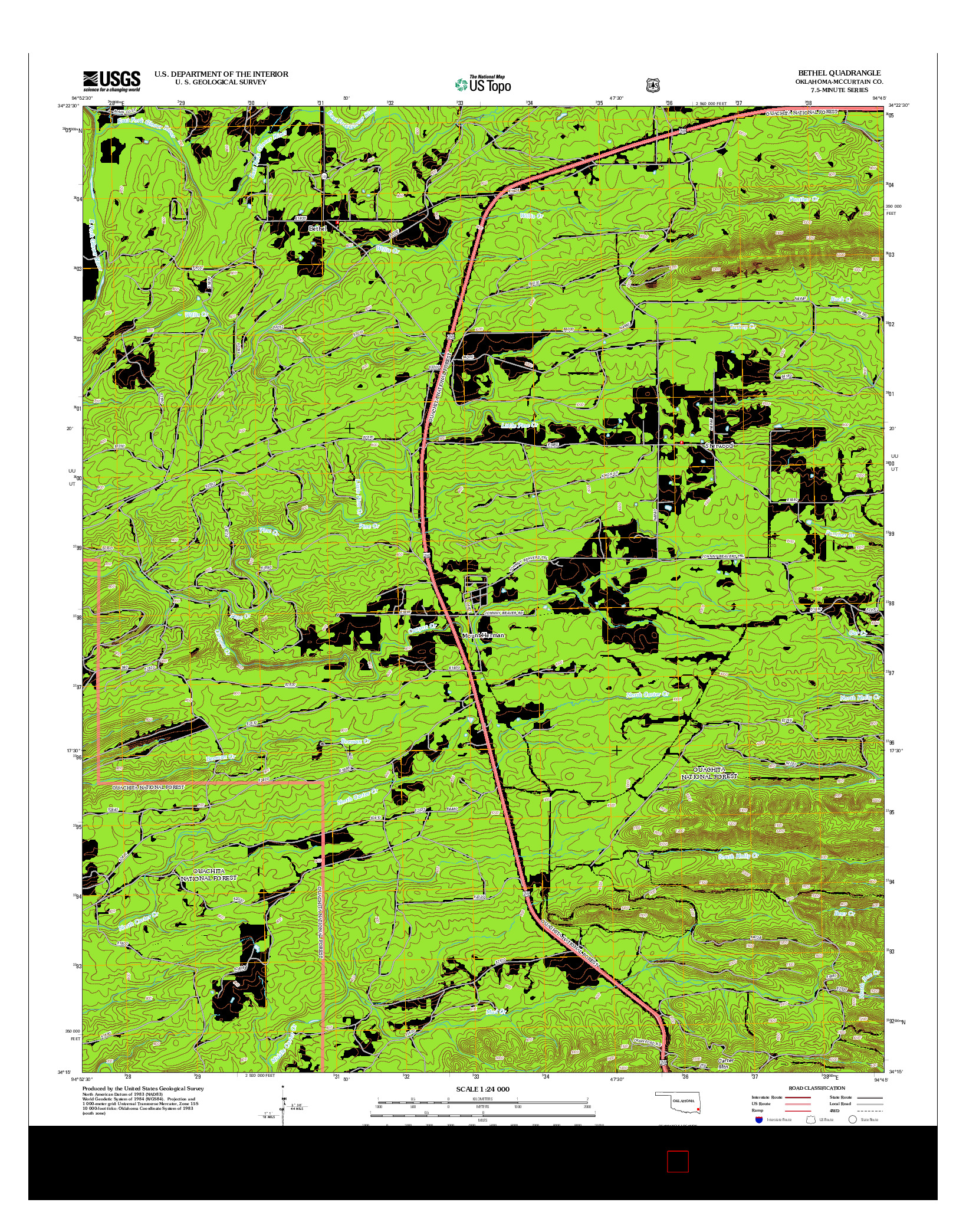 USGS US TOPO 7.5-MINUTE MAP FOR BETHEL, OK 2013