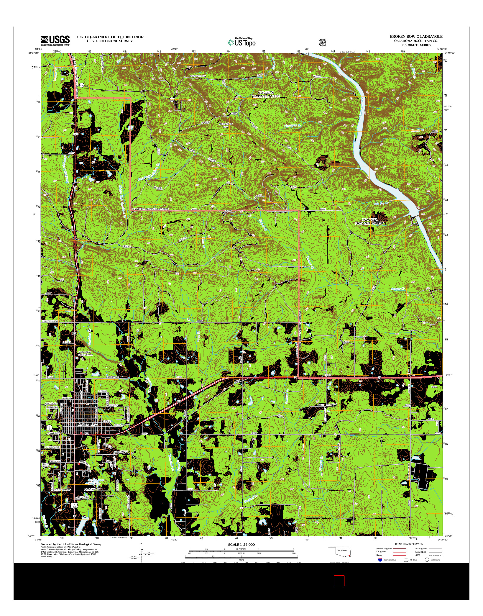 USGS US TOPO 7.5-MINUTE MAP FOR BROKEN BOW, OK 2013