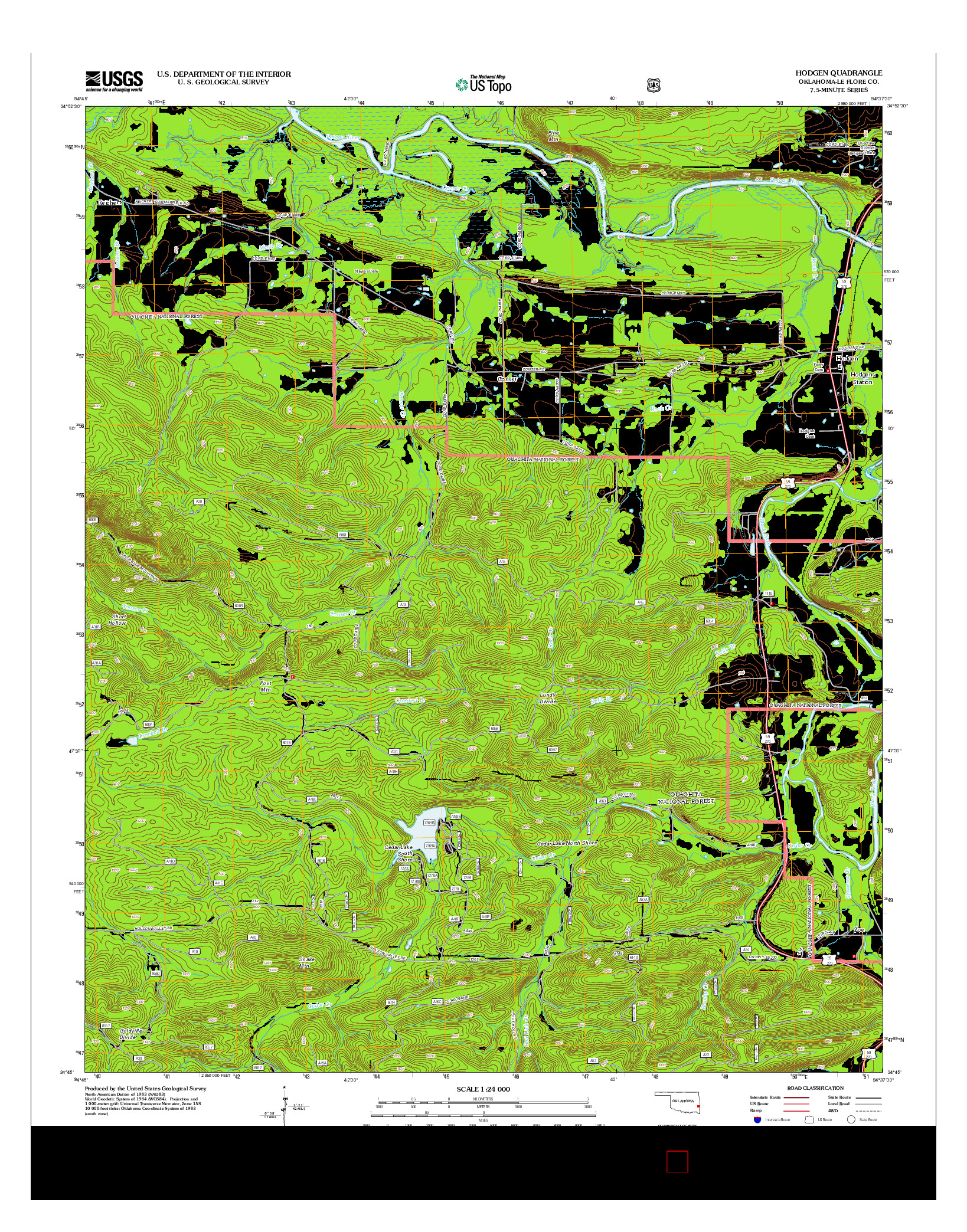 USGS US TOPO 7.5-MINUTE MAP FOR HODGEN, OK 2013