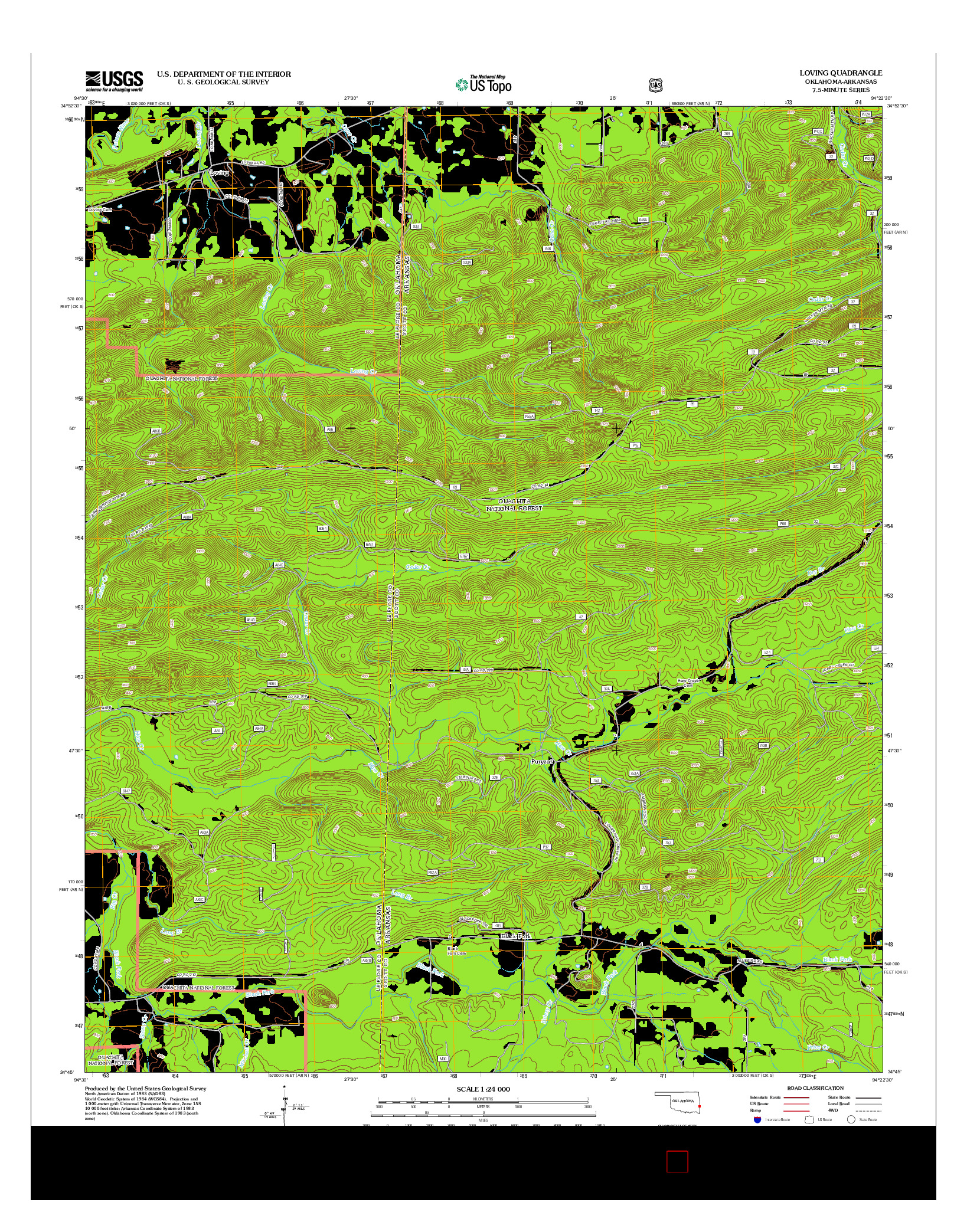 USGS US TOPO 7.5-MINUTE MAP FOR LOVING, OK-AR 2013