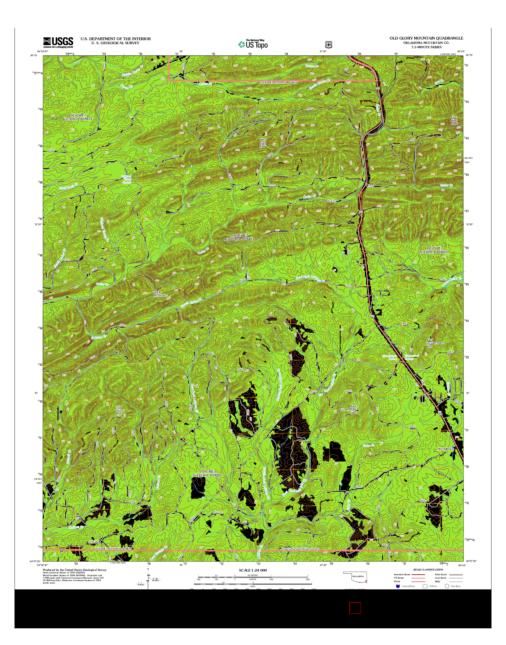 USGS US TOPO 7.5-MINUTE MAP FOR OLD GLORY MOUNTAIN, OK 2013