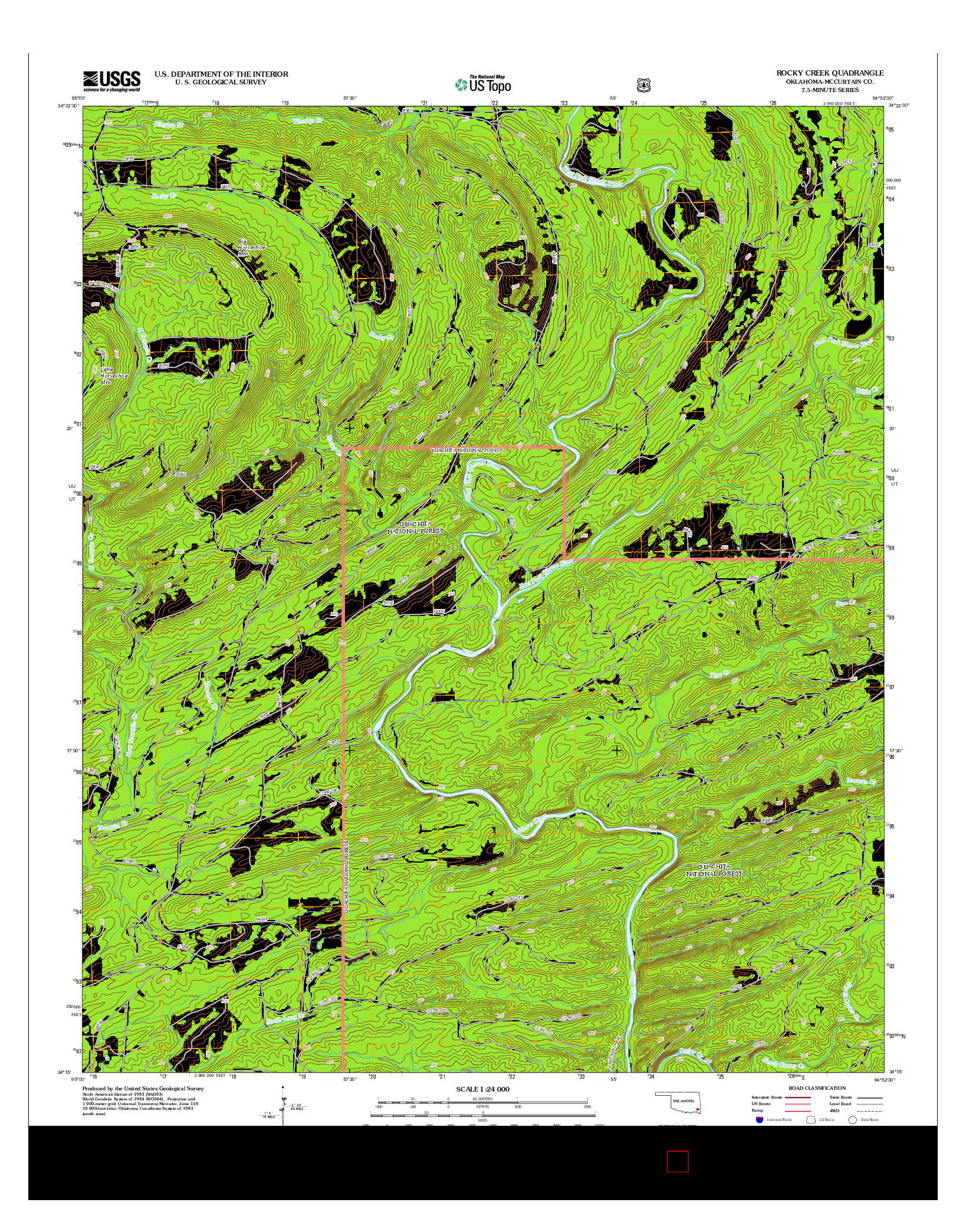USGS US TOPO 7.5-MINUTE MAP FOR ROCKY CREEK, OK 2013