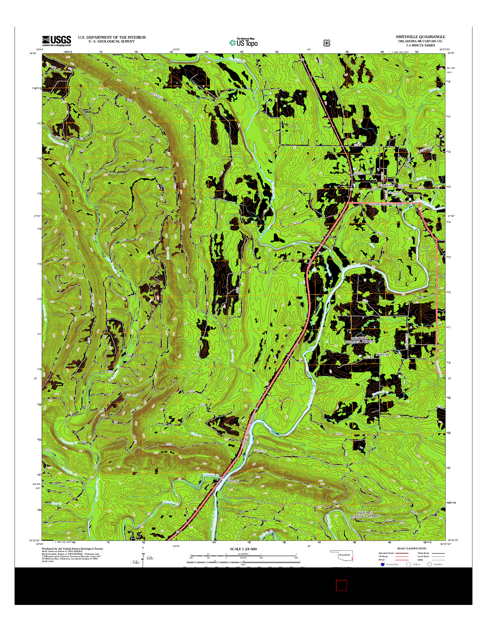 USGS US TOPO 7.5-MINUTE MAP FOR SMITHVILLE, OK 2013