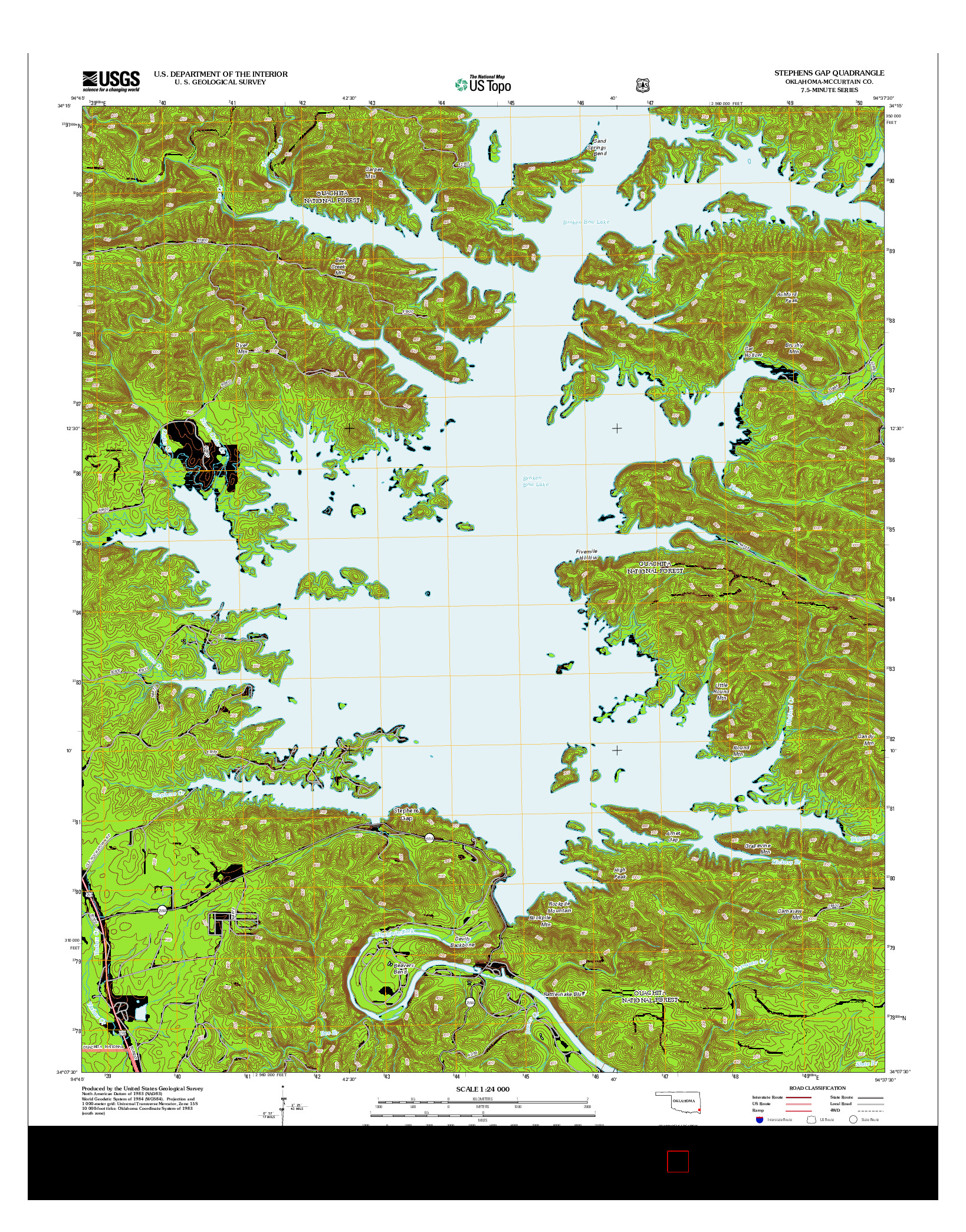 USGS US TOPO 7.5-MINUTE MAP FOR STEPHENS GAP, OK 2013