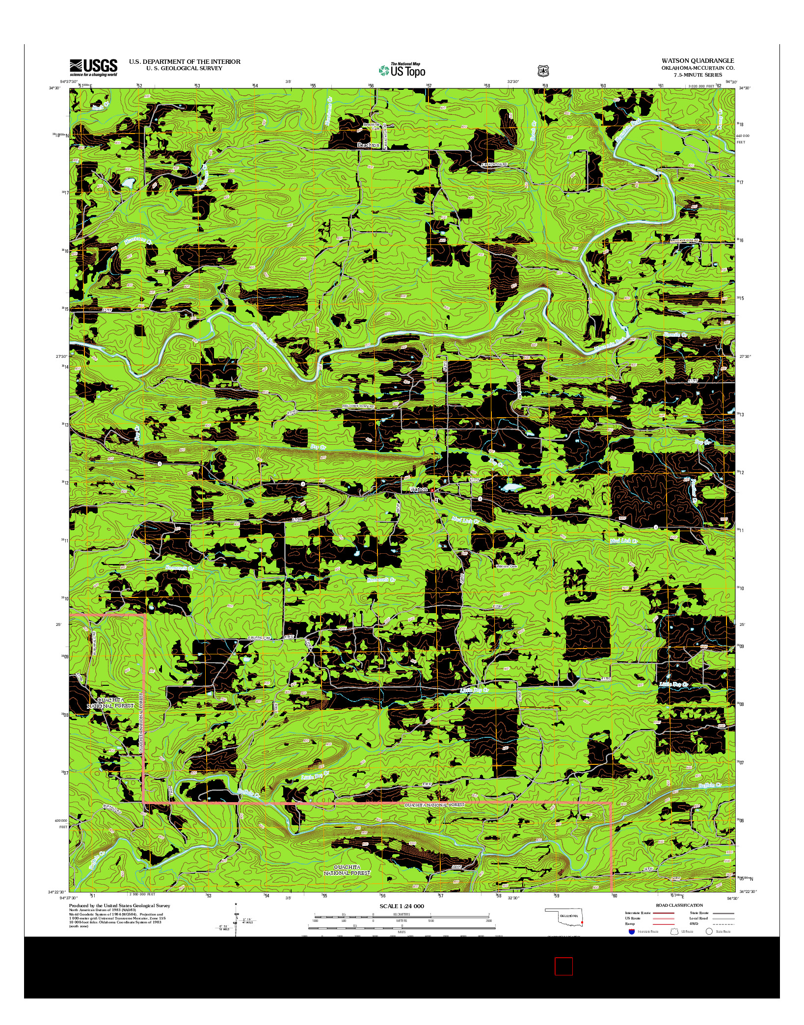 USGS US TOPO 7.5-MINUTE MAP FOR WATSON, OK 2013