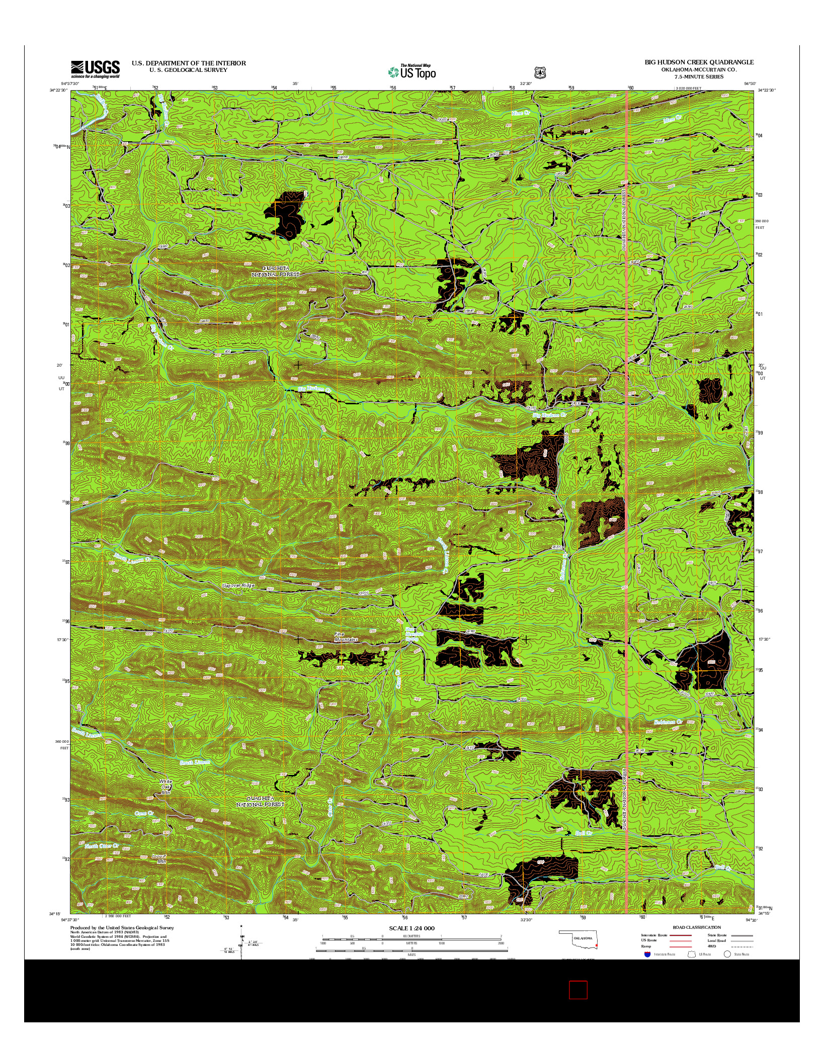 USGS US TOPO 7.5-MINUTE MAP FOR BIG HUDSON CREEK, OK 2013