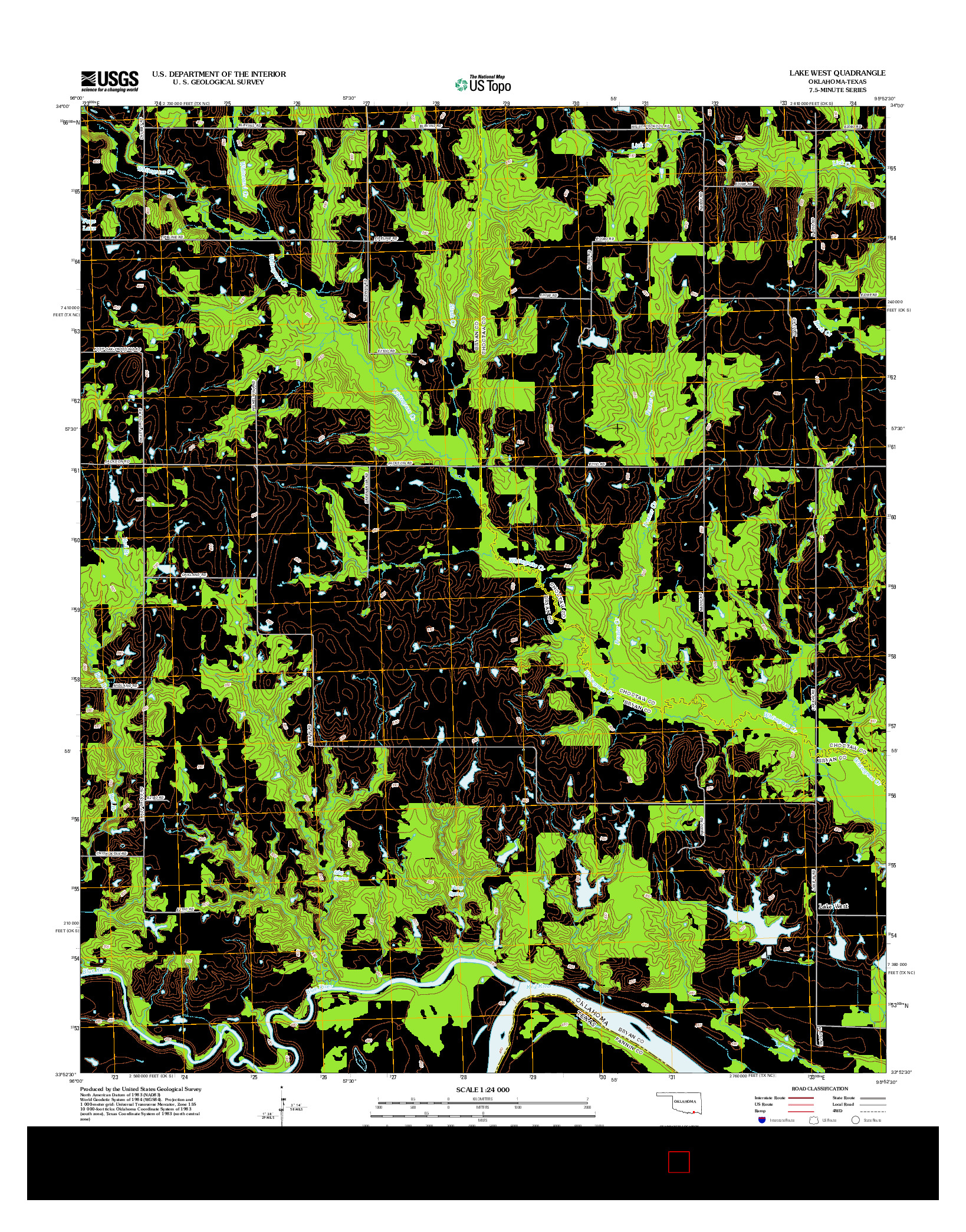 USGS US TOPO 7.5-MINUTE MAP FOR LAKE WEST, OK-TX 2013