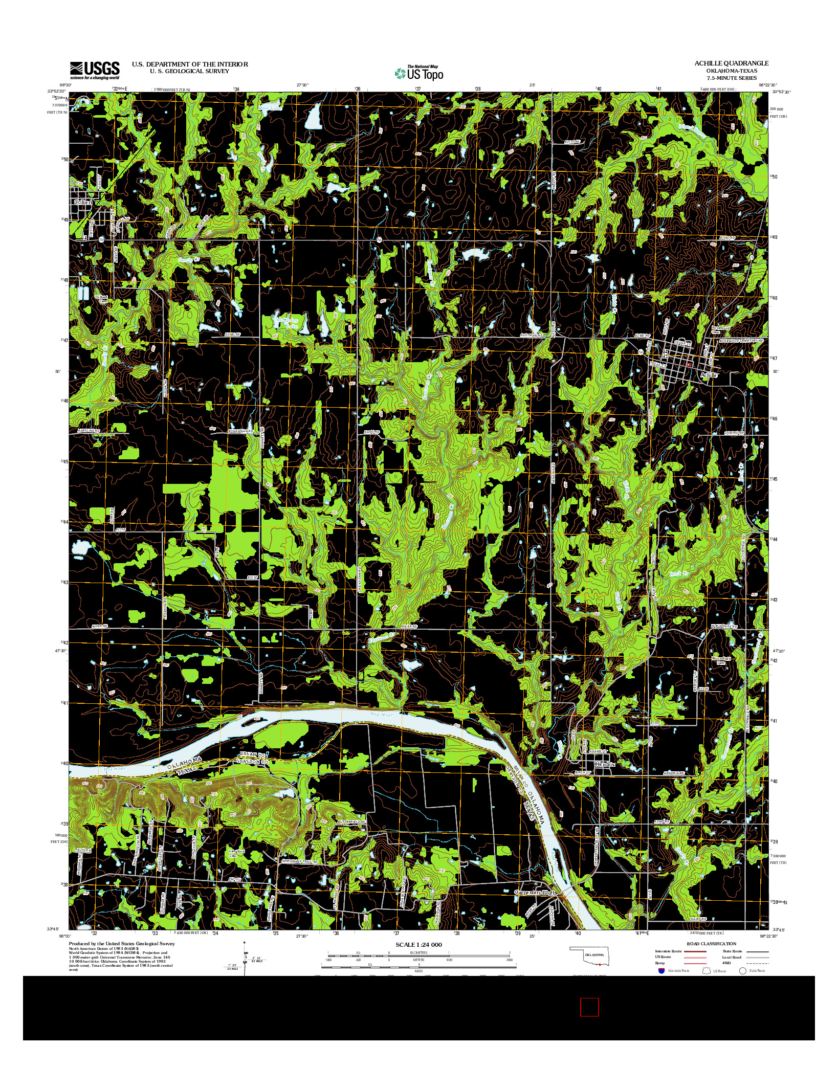 USGS US TOPO 7.5-MINUTE MAP FOR ACHILLE, OK-TX 2013