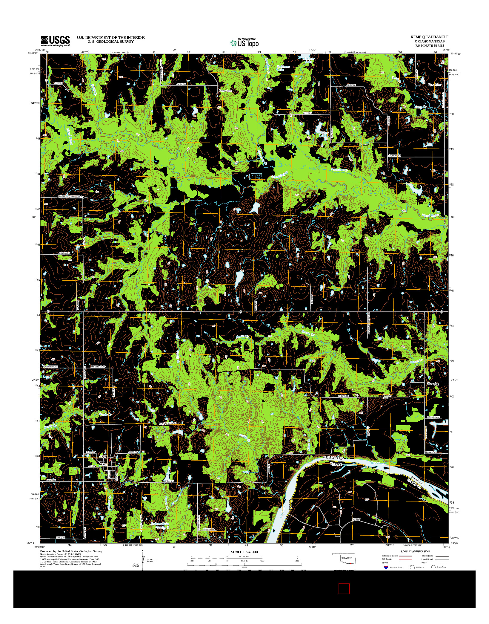 USGS US TOPO 7.5-MINUTE MAP FOR KEMP, OK-TX 2013