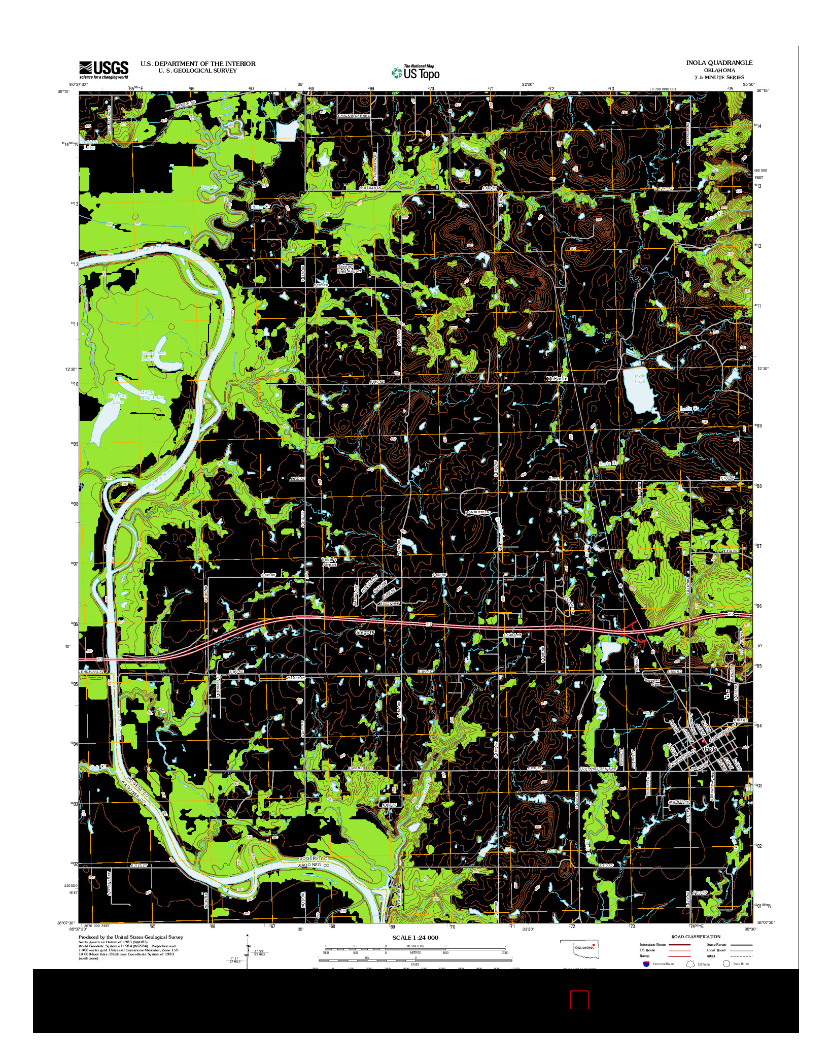 USGS US TOPO 7.5-MINUTE MAP FOR INOLA, OK 2013