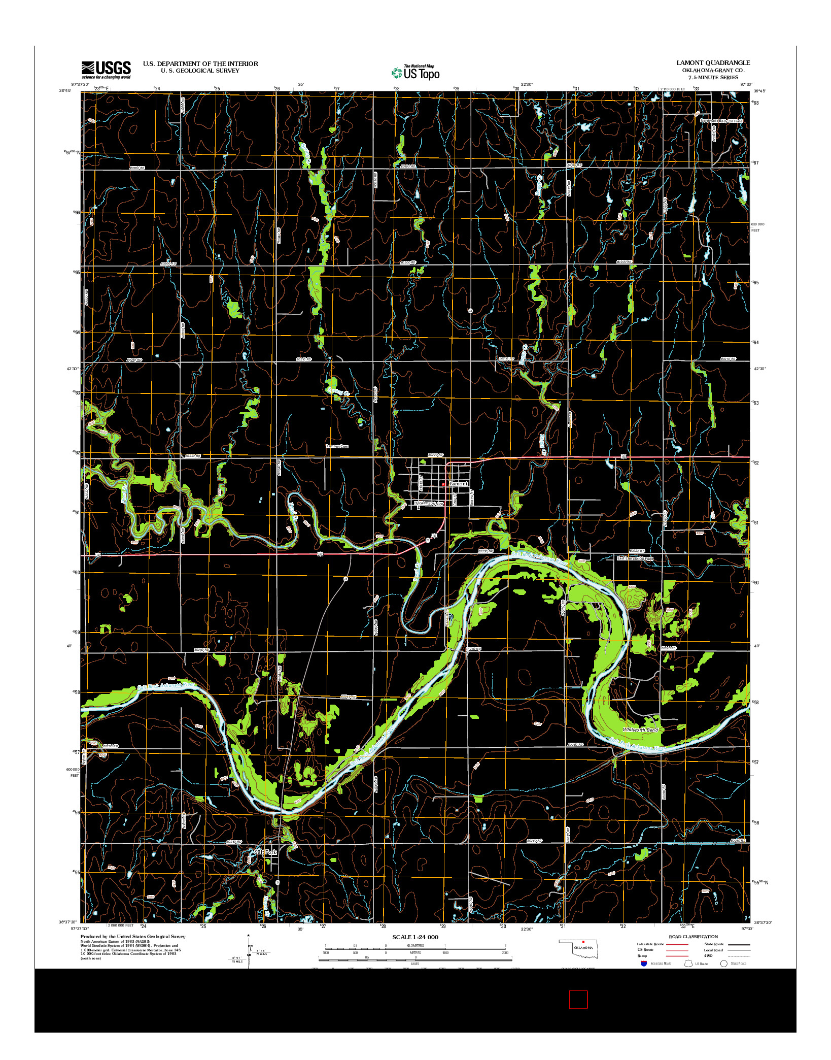 USGS US TOPO 7.5-MINUTE MAP FOR LAMONT, OK 2013