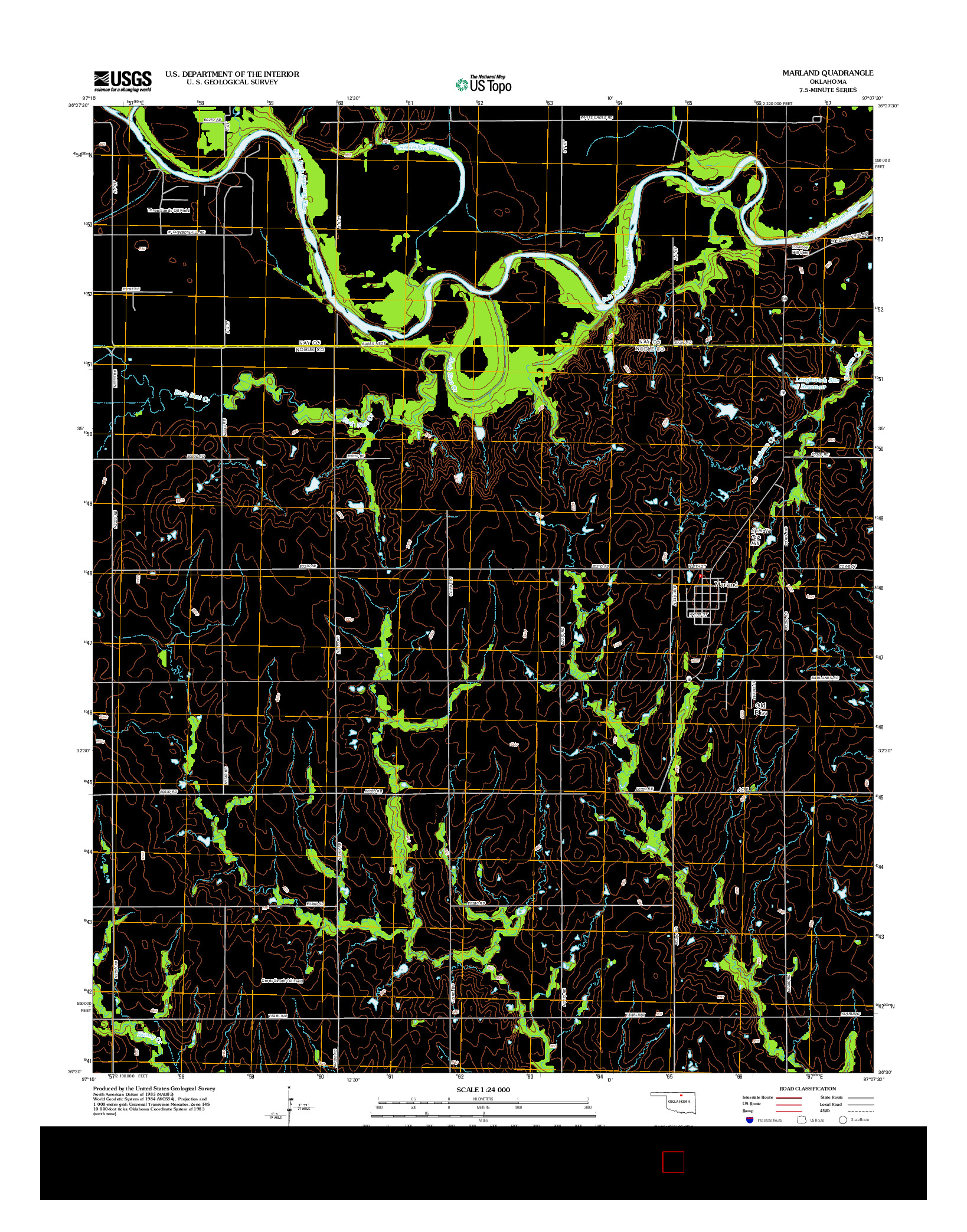 USGS US TOPO 7.5-MINUTE MAP FOR MARLAND, OK 2013