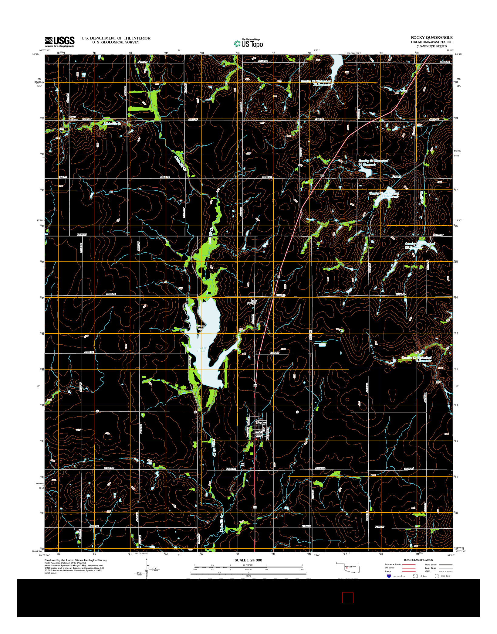 USGS US TOPO 7.5-MINUTE MAP FOR ROCKY, OK 2013
