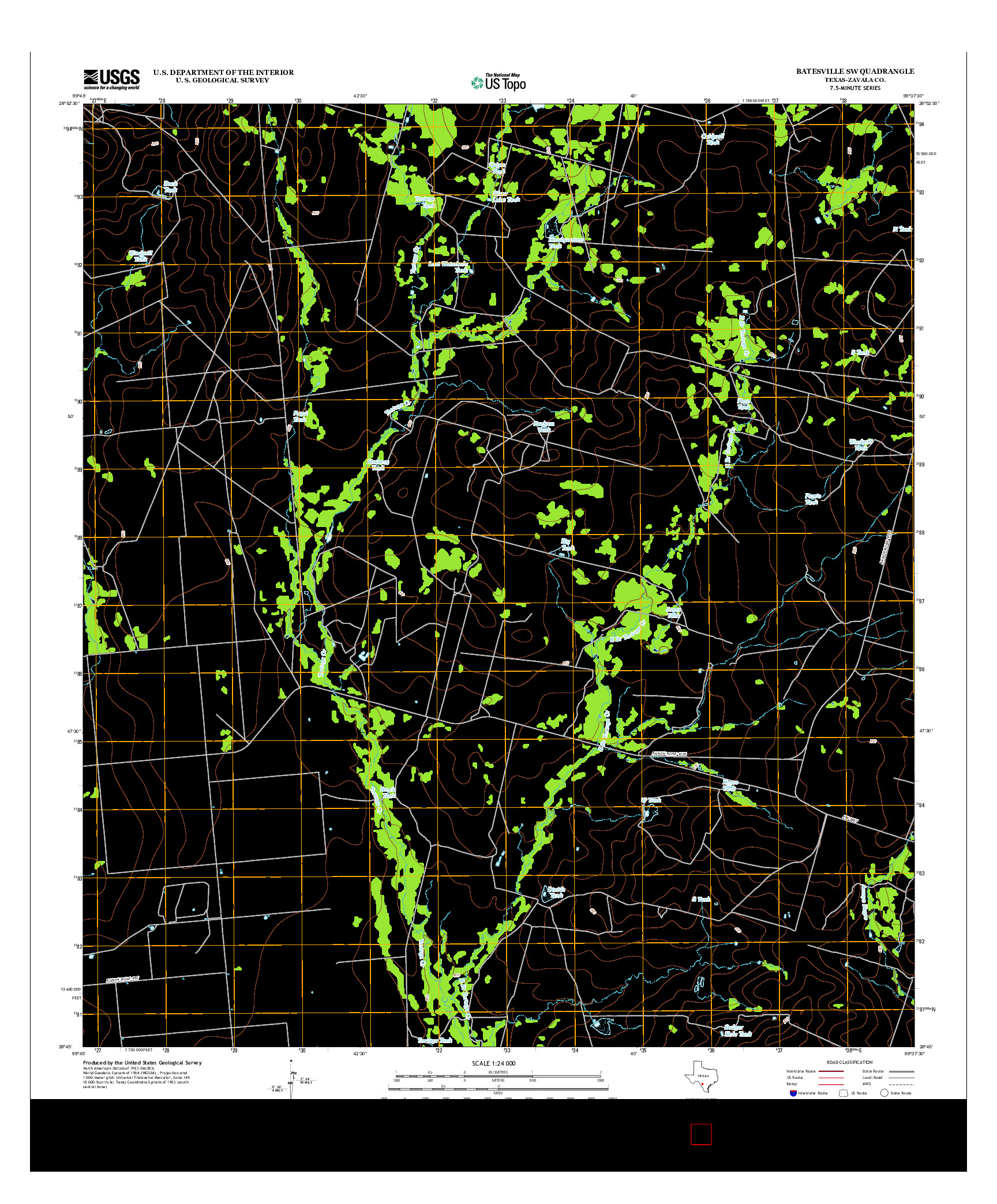 USGS US TOPO 7.5-MINUTE MAP FOR BATESVILLE SW, TX 2013
