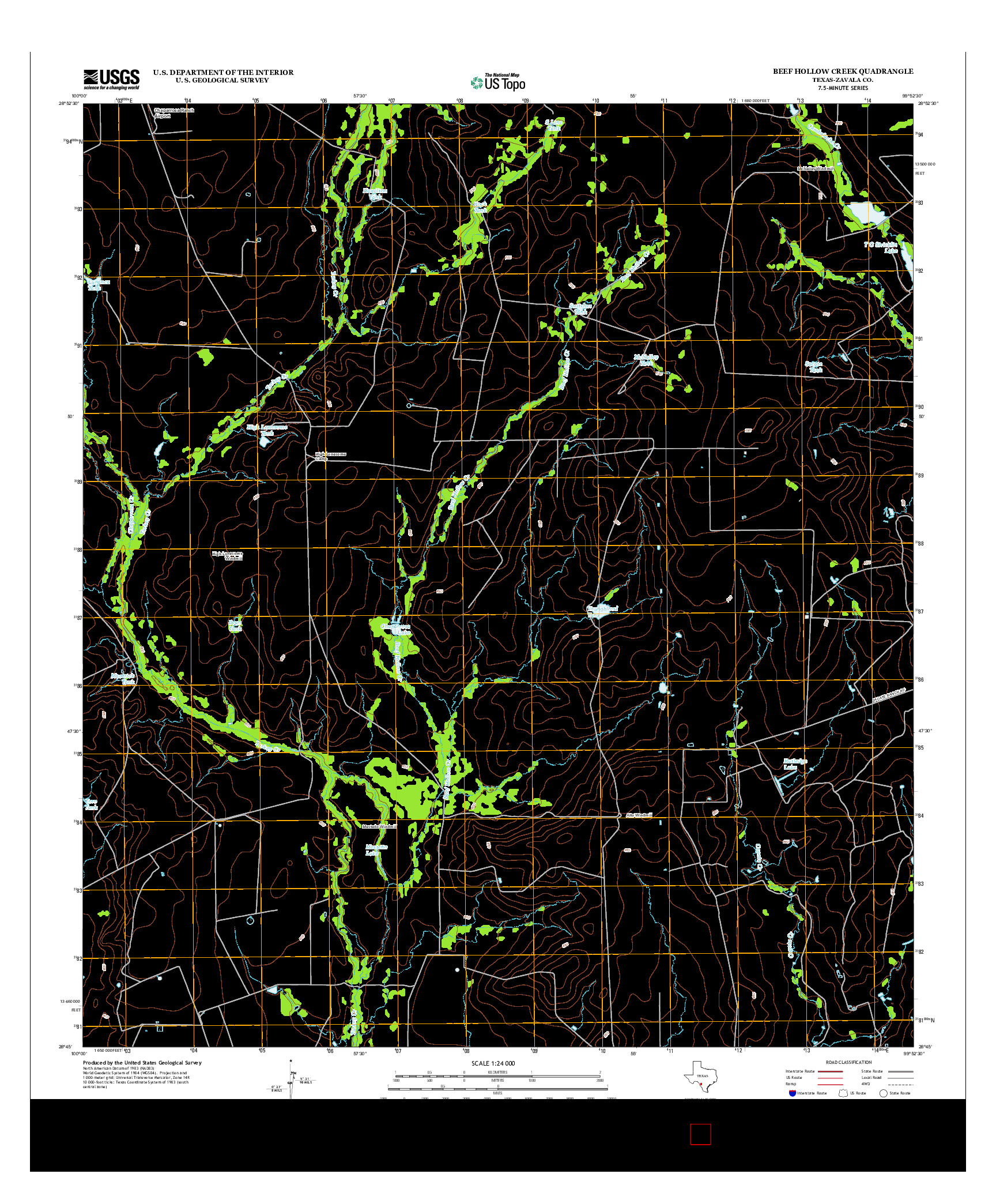 USGS US TOPO 7.5-MINUTE MAP FOR BEEF HOLLOW CREEK, TX 2013