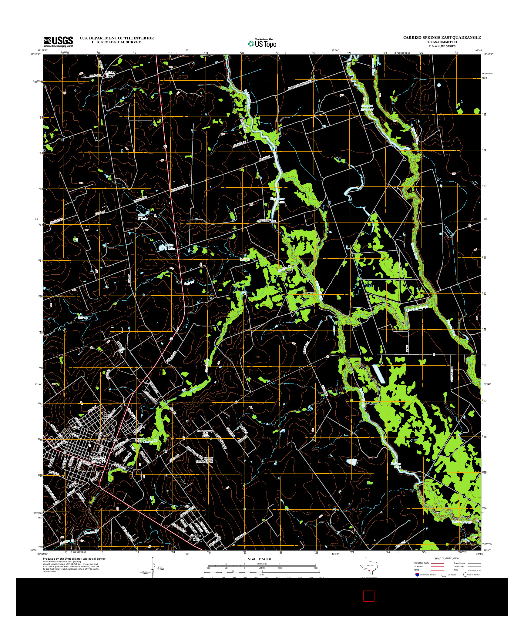 USGS US TOPO 7.5-MINUTE MAP FOR CARRIZO SPRINGS EAST, TX 2013