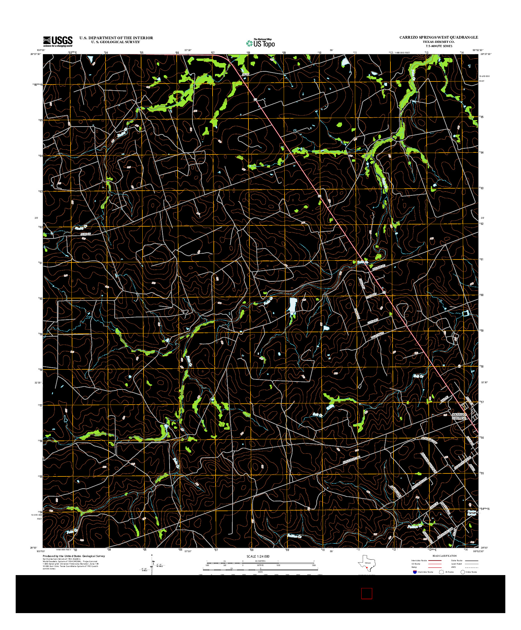 USGS US TOPO 7.5-MINUTE MAP FOR CARRIZO SPRINGS WEST, TX 2013