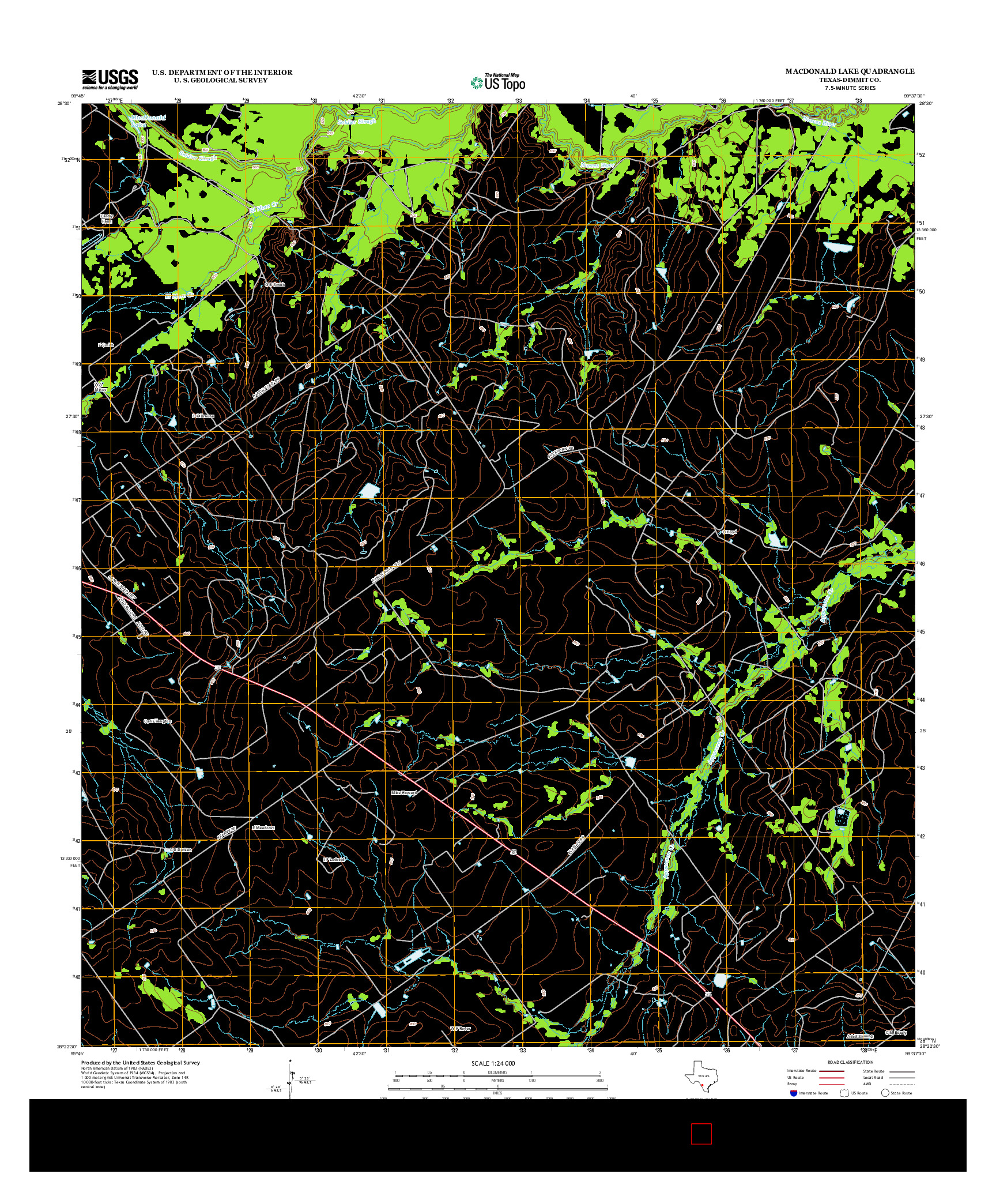 USGS US TOPO 7.5-MINUTE MAP FOR MACDONALD LAKE, TX 2013