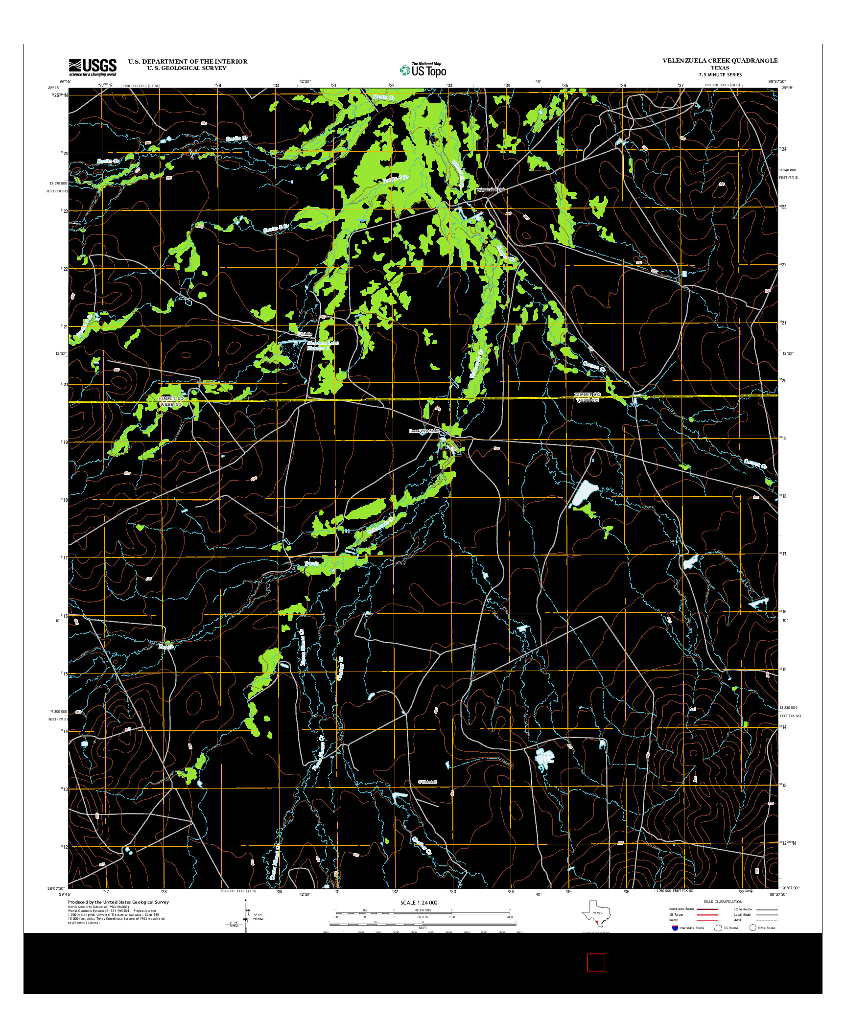 USGS US TOPO 7.5-MINUTE MAP FOR VELENZUELA CREEK, TX 2013