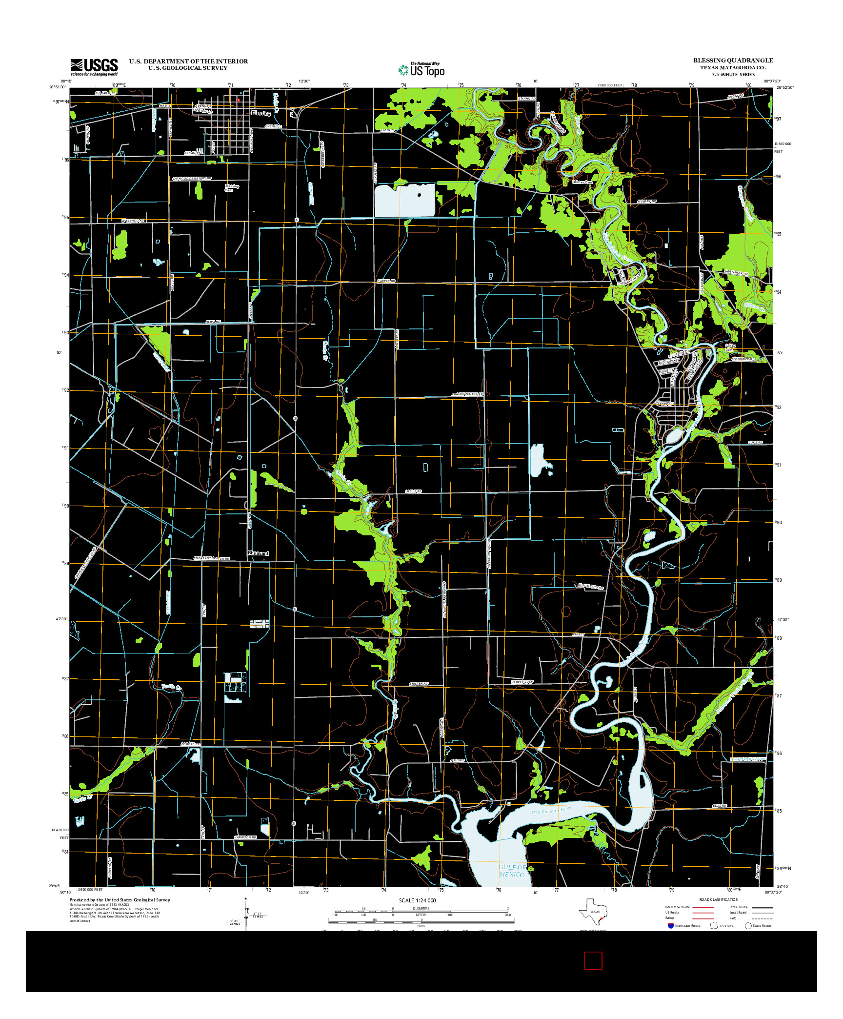 USGS US TOPO 7.5-MINUTE MAP FOR BLESSING, TX 2013