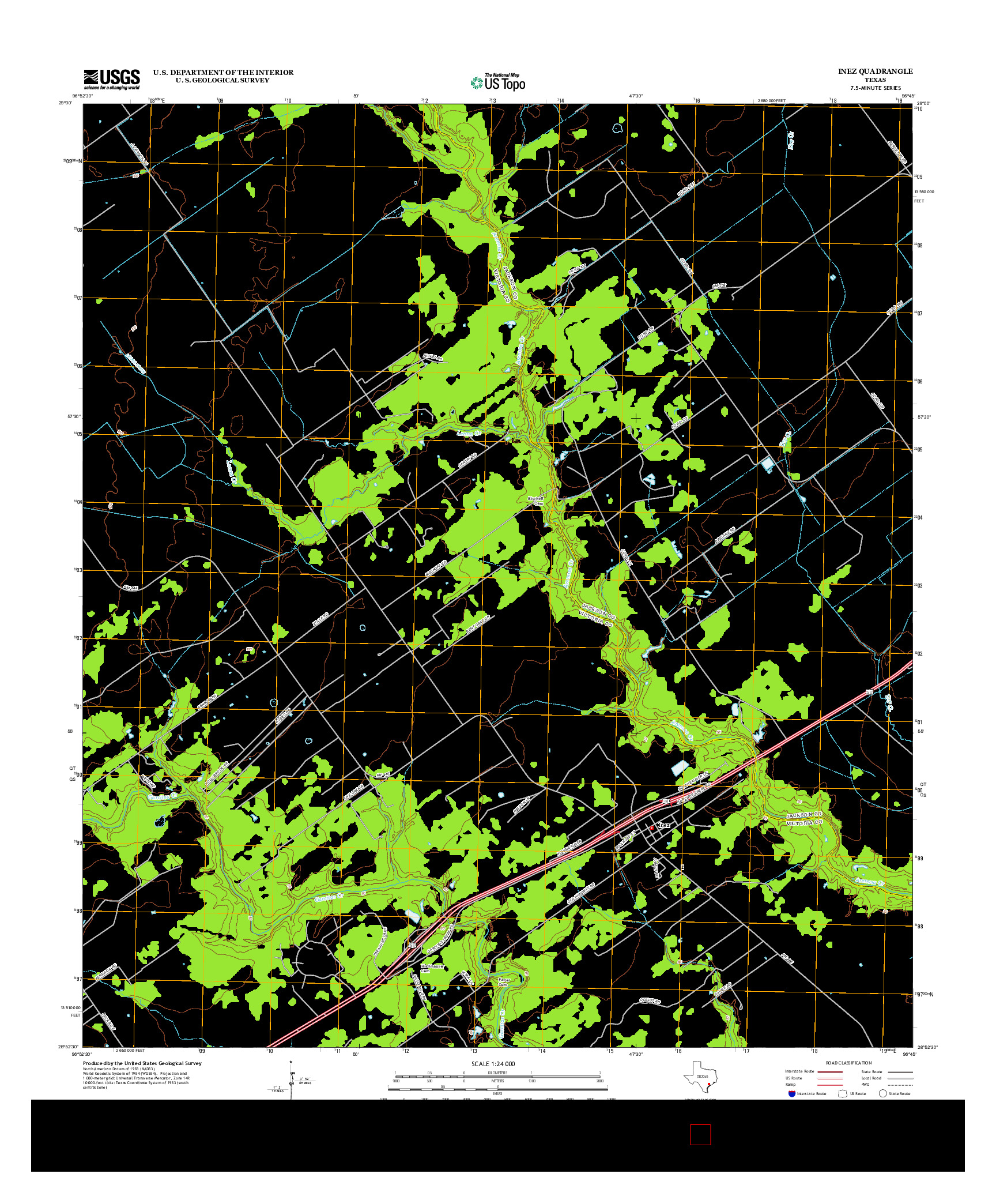 USGS US TOPO 7.5-MINUTE MAP FOR INEZ, TX 2013