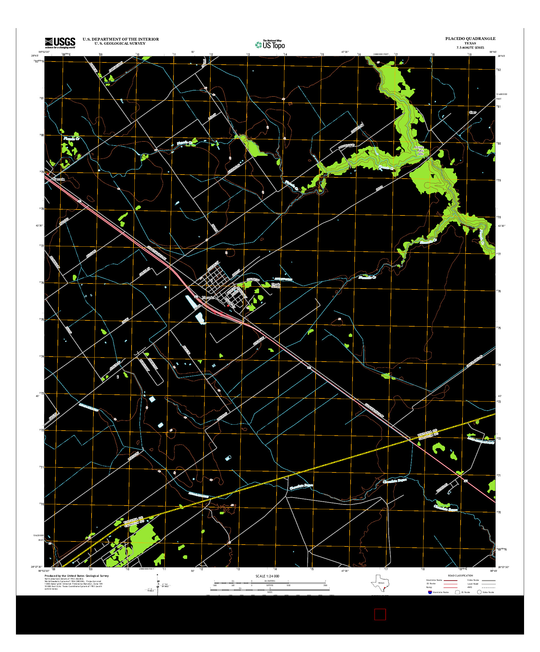 USGS US TOPO 7.5-MINUTE MAP FOR PLACEDO, TX 2013