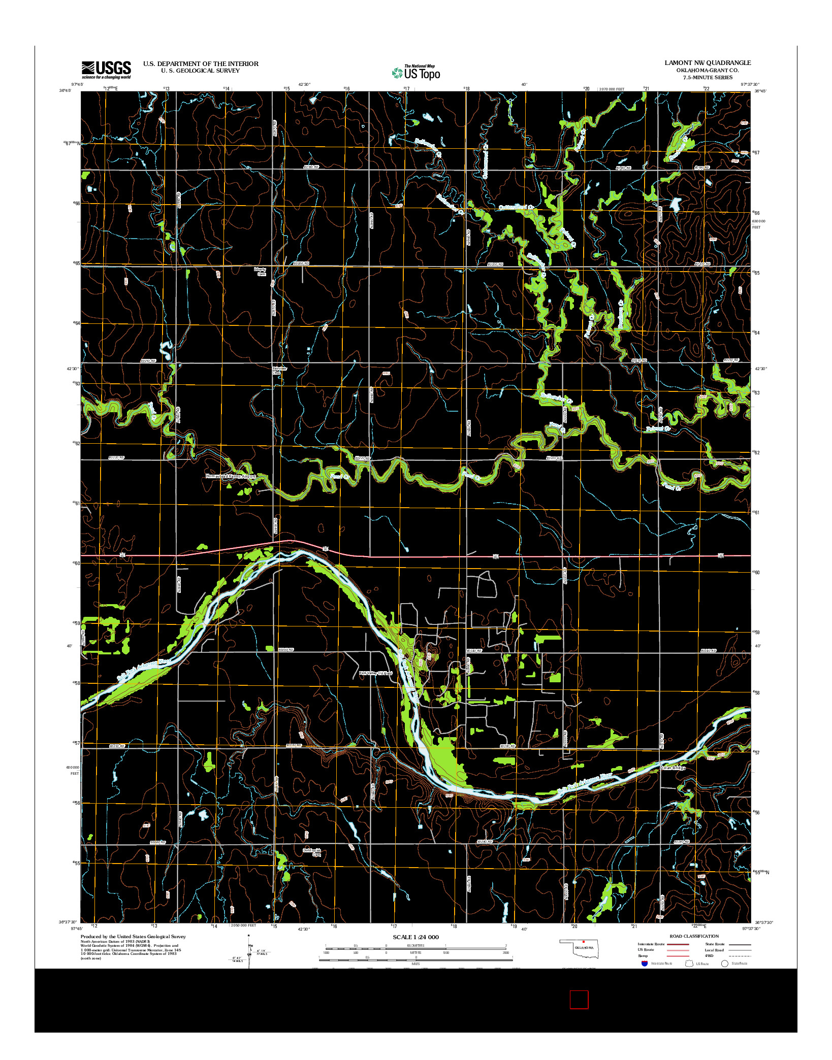 USGS US TOPO 7.5-MINUTE MAP FOR LAMONT NW, OK 2013