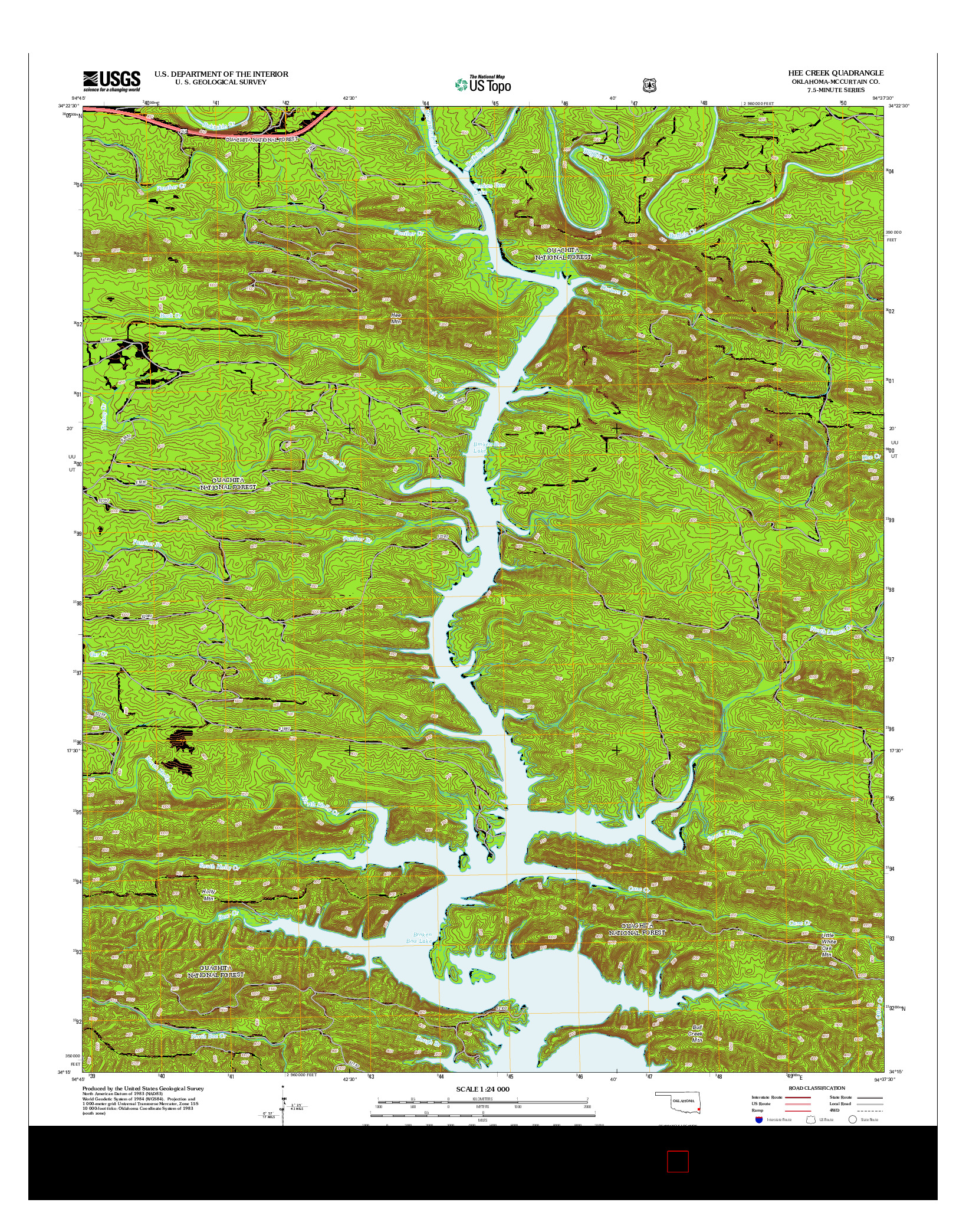 USGS US TOPO 7.5-MINUTE MAP FOR HEE CREEK, OK 2013