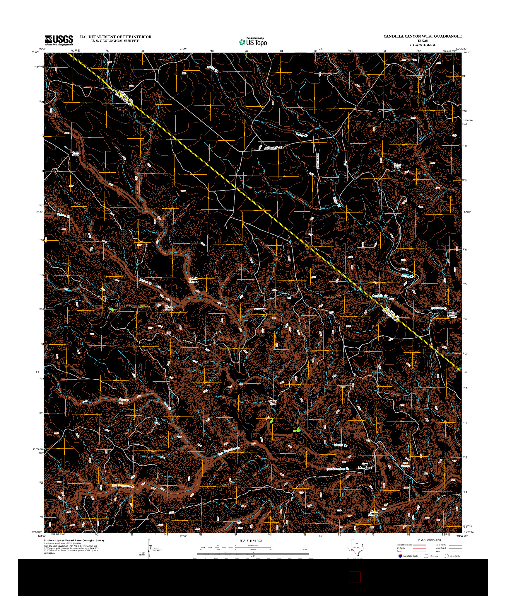 USGS US TOPO 7.5-MINUTE MAP FOR CANDILLA CANYON WEST, TX 2013