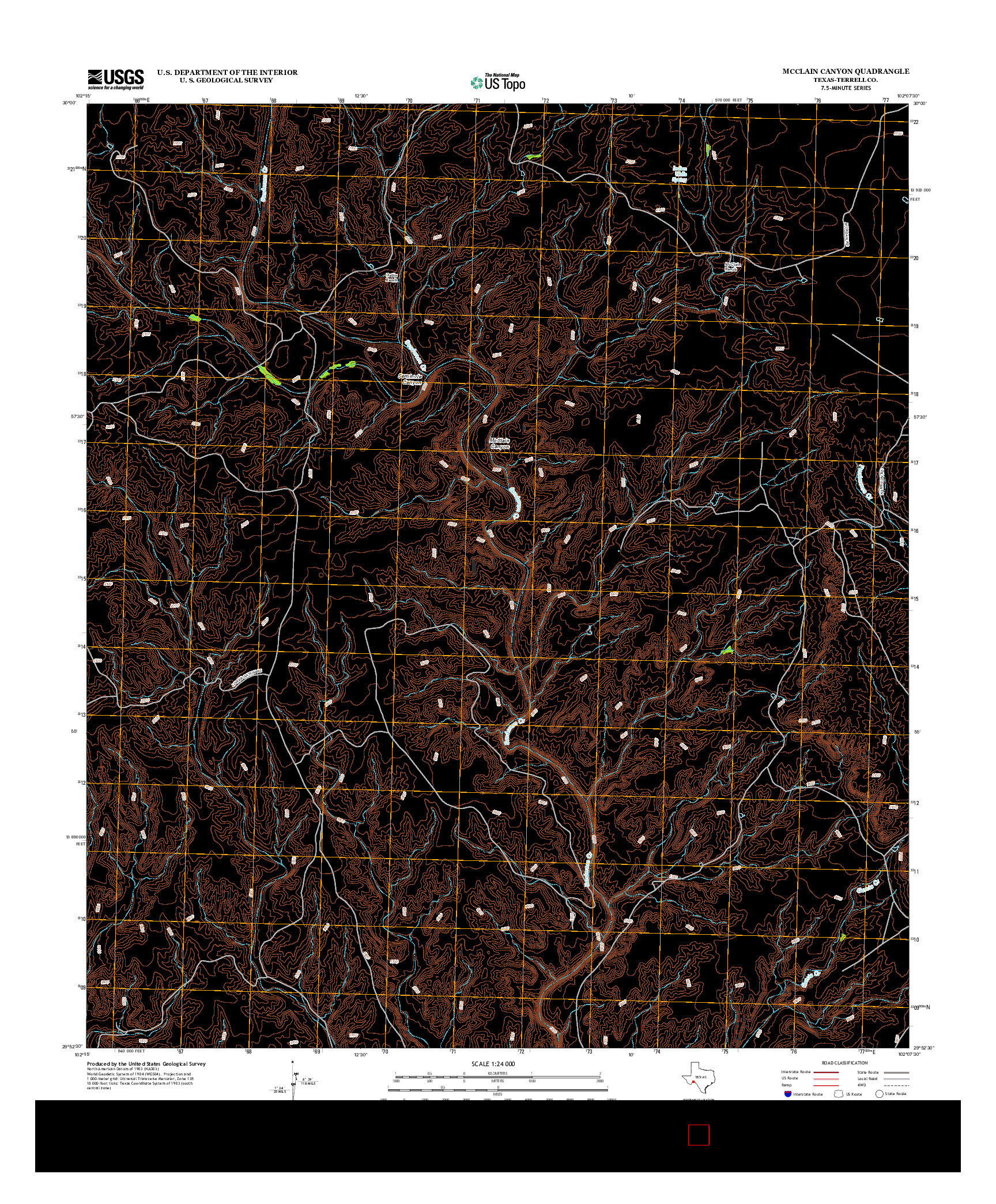 USGS US TOPO 7.5-MINUTE MAP FOR MCCLAIN CANYON, TX 2013